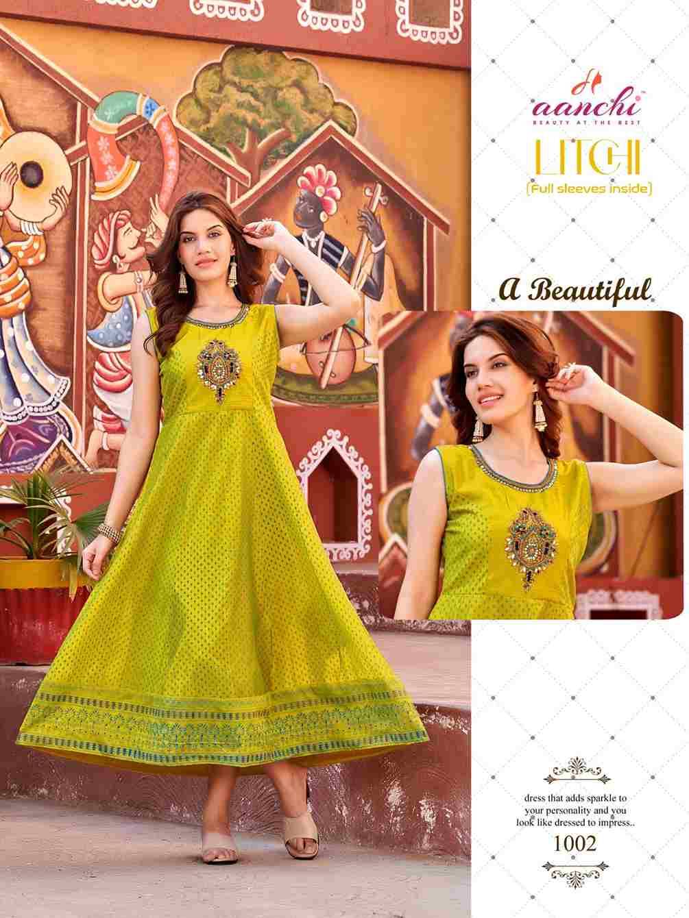 Litchi By Aanchi 1001 To 1006 Series Designer Stylish Fancy Colorful Beautiful Party Wear & Ethnic Wear Collection Modal Silk Kurtis At Wholesale Price