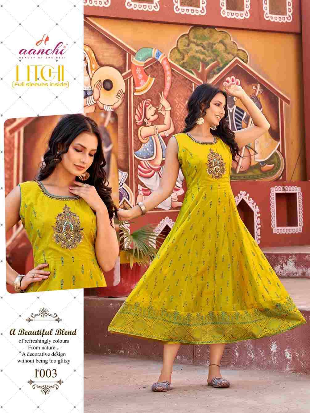 Litchi By Aanchi 1001 To 1006 Series Designer Stylish Fancy Colorful Beautiful Party Wear & Ethnic Wear Collection Modal Silk Kurtis At Wholesale Price