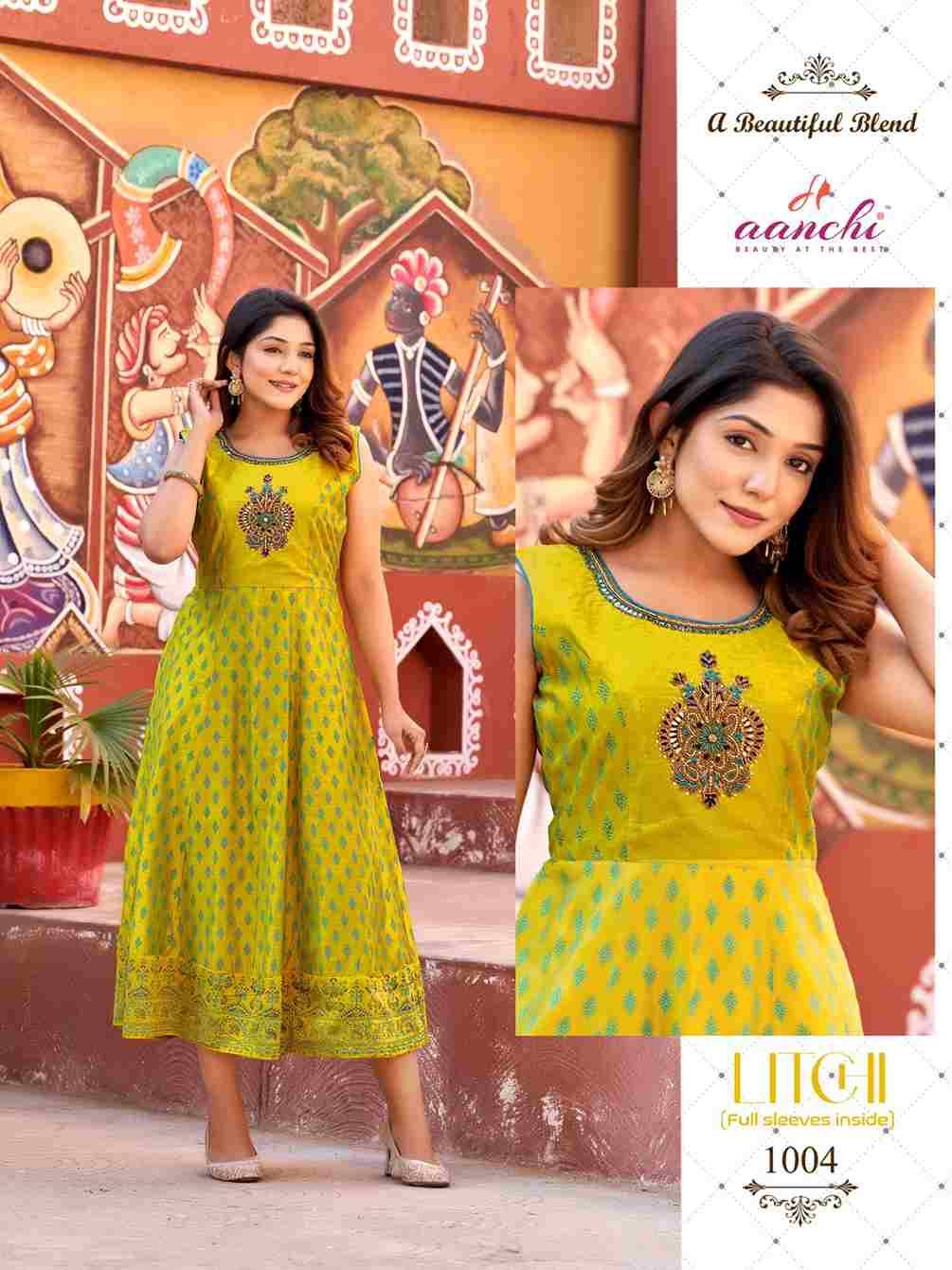 Litchi By Aanchi 1001 To 1006 Series Designer Stylish Fancy Colorful Beautiful Party Wear & Ethnic Wear Collection Modal Silk Kurtis At Wholesale Price