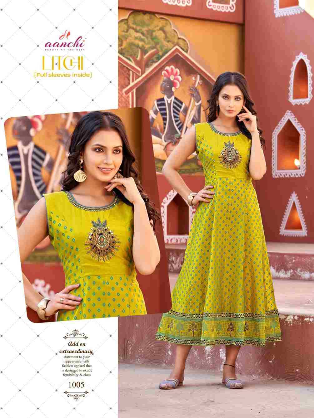Litchi By Aanchi 1001 To 1006 Series Designer Stylish Fancy Colorful Beautiful Party Wear & Ethnic Wear Collection Modal Silk Kurtis At Wholesale Price