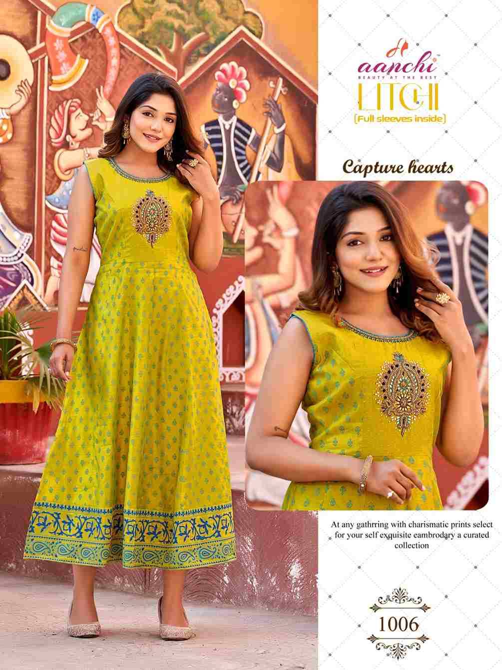 Litchi By Aanchi 1001 To 1006 Series Designer Stylish Fancy Colorful Beautiful Party Wear & Ethnic Wear Collection Modal Silk Kurtis At Wholesale Price