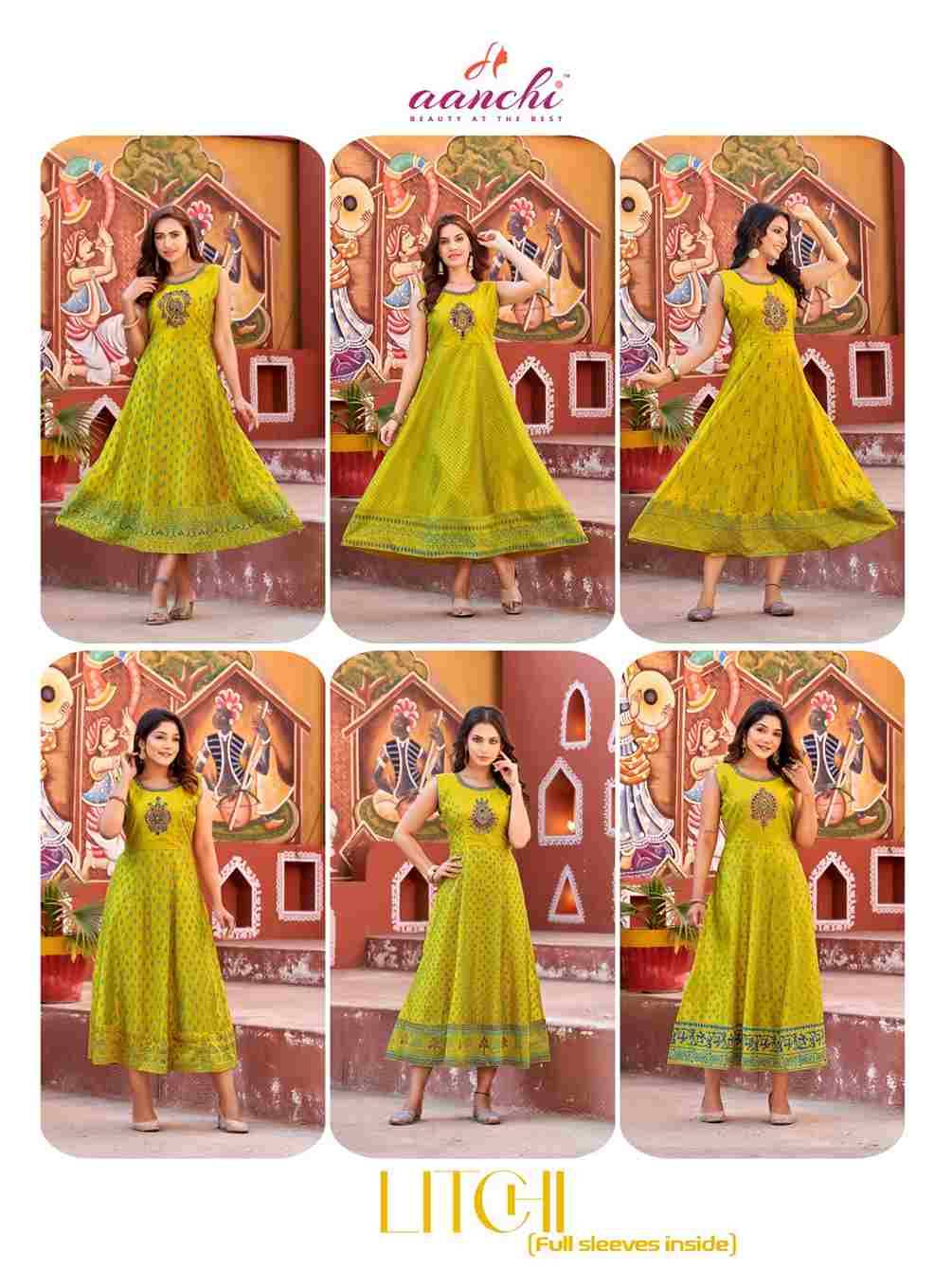 Litchi By Aanchi 1001 To 1006 Series Designer Stylish Fancy Colorful Beautiful Party Wear & Ethnic Wear Collection Modal Silk Kurtis At Wholesale Price