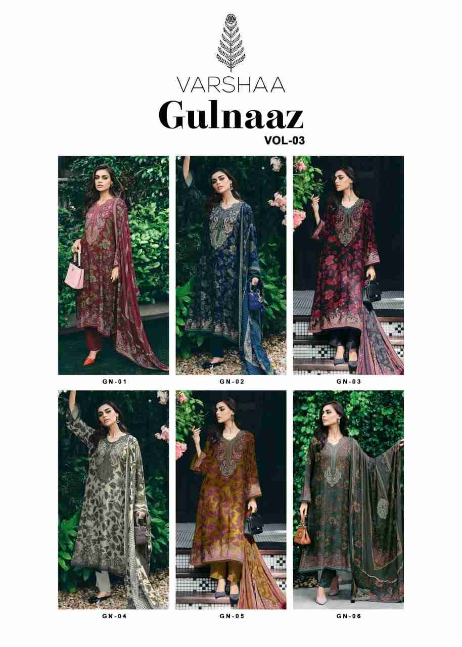 Gulnaaz Vol-3 By Varshaa 01 To 06 Series Beautiful Festive Suits Colorful Stylish Fancy Casual Wear & Ethnic Wear Viscose Muslin Dresses At Wholesale Price