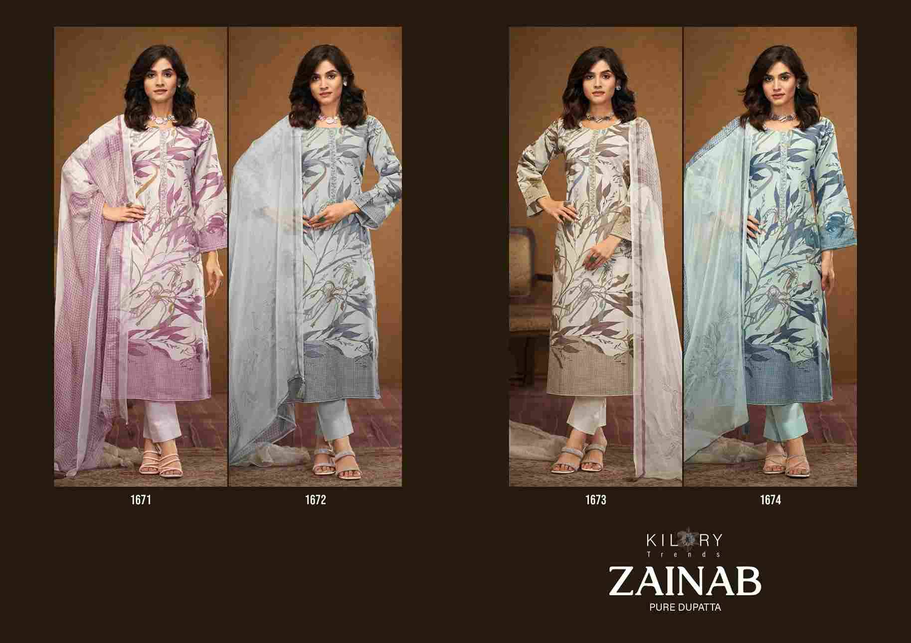 Zainab By Kilory 1671 To 1674 Series Beautiful Festive Suits Colorful Stylish Fancy Casual Wear & Ethnic Wear Pure Linen Cotton Dresses At Wholesale Price