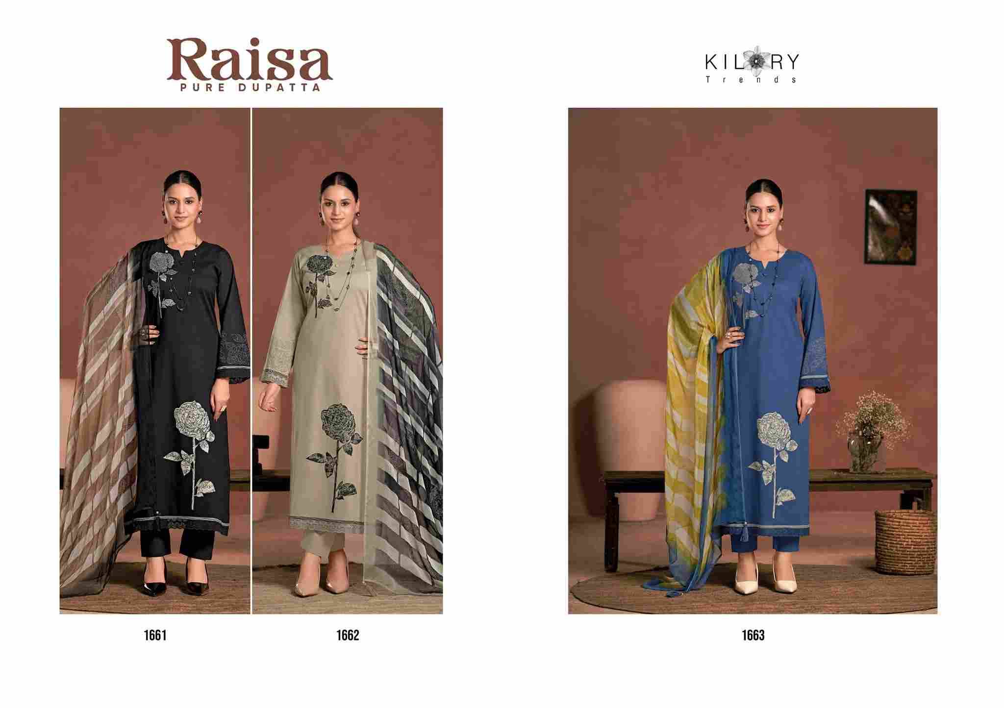 Raisa By Kilory 1661 To 1663 Series Beautiful Festive Suits Colorful Stylish Fancy Casual Wear & Ethnic Wear Pure Lawn Cotton Dresses At Wholesale Price