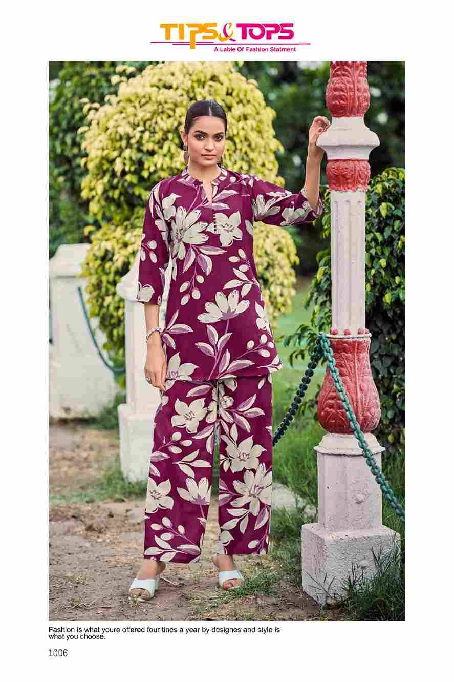 Fashion Beats Vol-11 By Tips And Tops 1001 To 1006 Series Designer Stylish Fancy Colorful Beautiful Party Wear & Ethnic Wear Collection Rayon Print Co-Ord At Wholesale Price