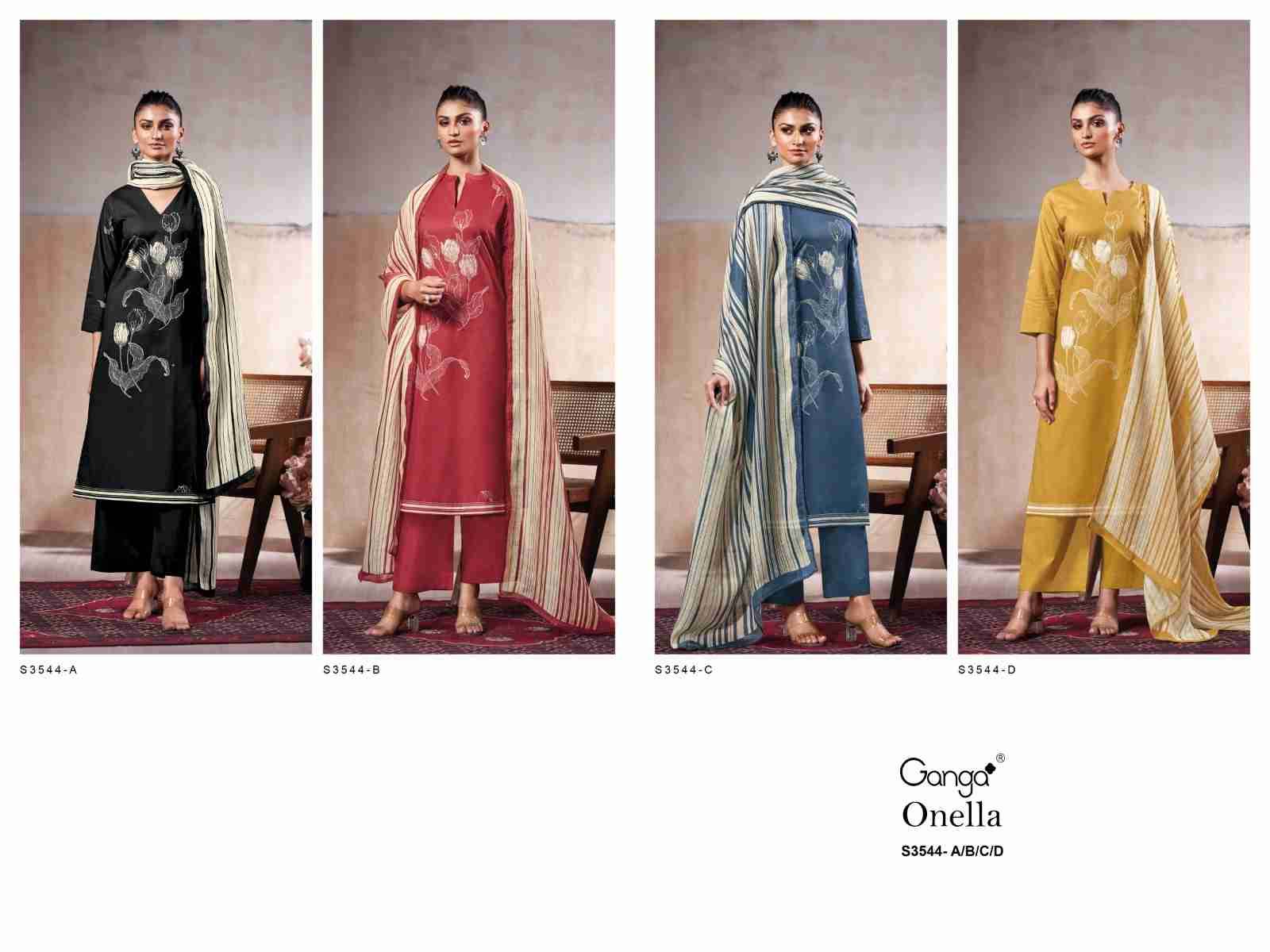 Onella-3544 By Ganga Fashion 3544-A To 3544-D Series Beautiful Festive Suits Colorful Stylish Fancy Casual Wear & Ethnic Wear Premium Cotton Dresses At Wholesale Price