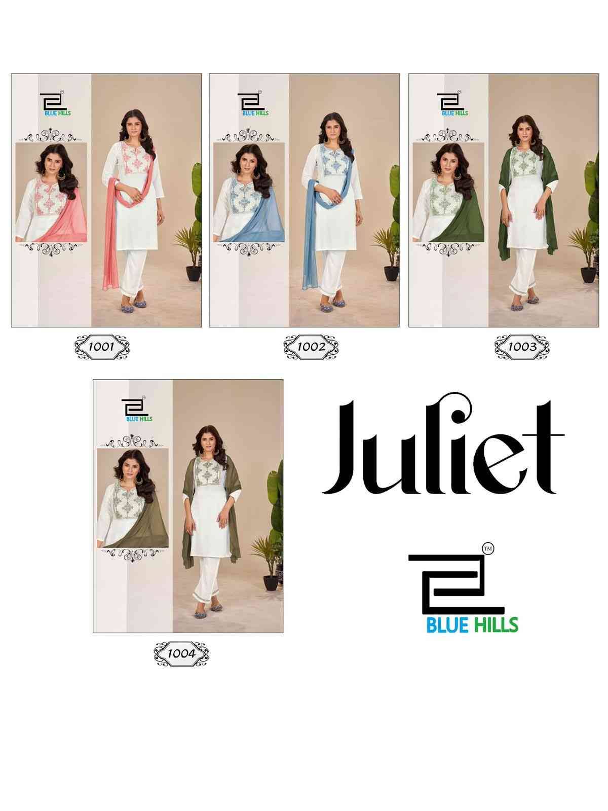 Juliet By Blue Hills 1001 To 1004 Series Designer Festive Suits Beautiful Fancy Colorful Stylish Party Wear & Occasional Wear Rayon Dresses At Wholesale Price