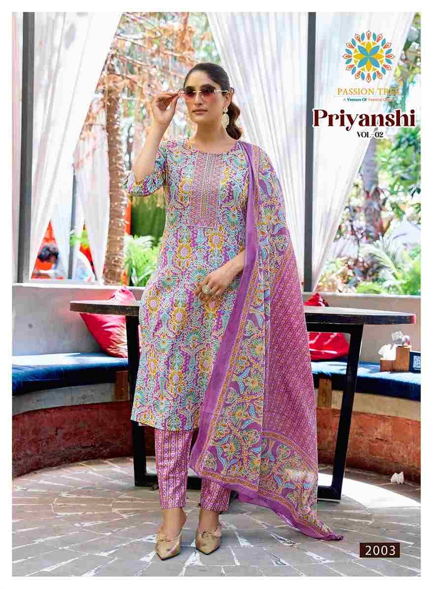 Priyanshi Vol-2 By Passion Tree 1001 To 1008 Series Beautiful Stylish Festive Suits Fancy Colorful Casual Wear & Ethnic Wear & Ready To Wear Cotton Dresses At Wholesale Price