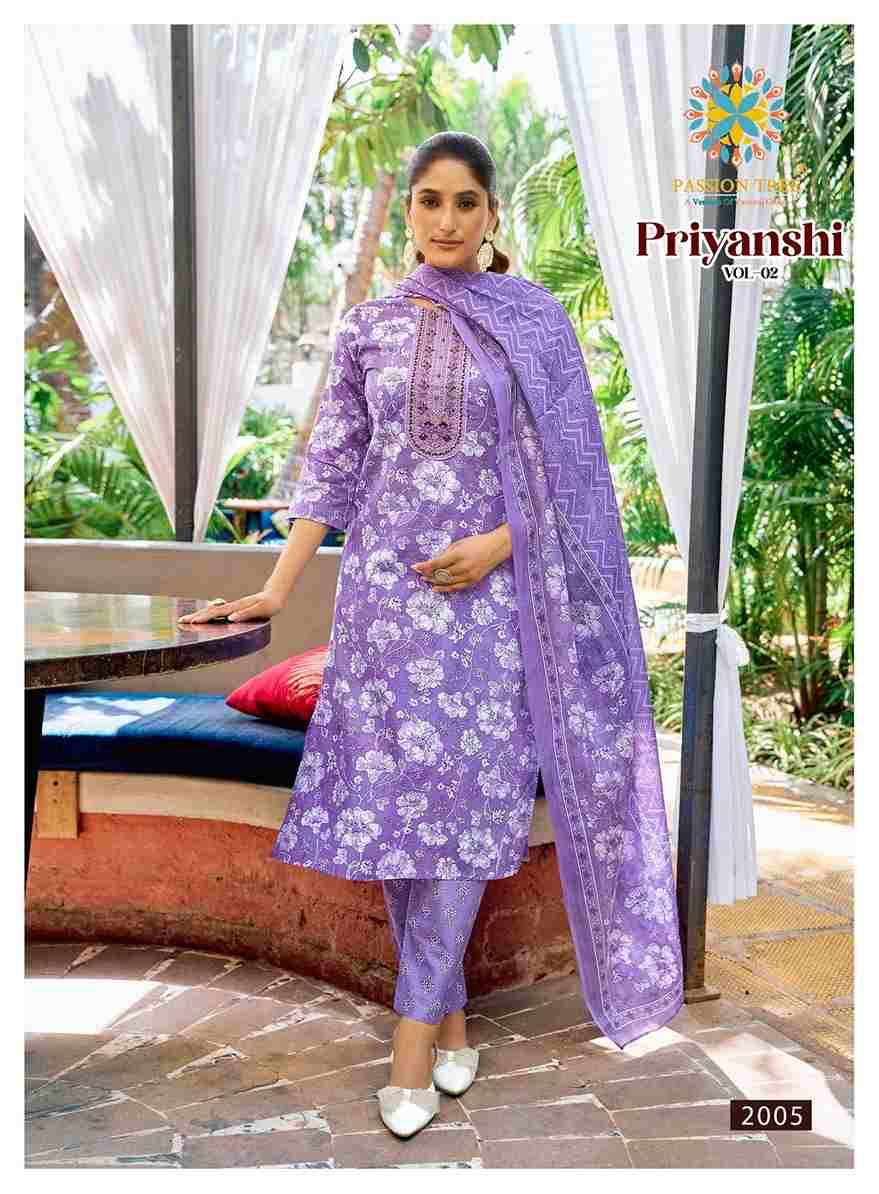 Priyanshi Vol-2 By Passion Tree 1001 To 1008 Series Beautiful Stylish Festive Suits Fancy Colorful Casual Wear & Ethnic Wear & Ready To Wear Cotton Dresses At Wholesale Price