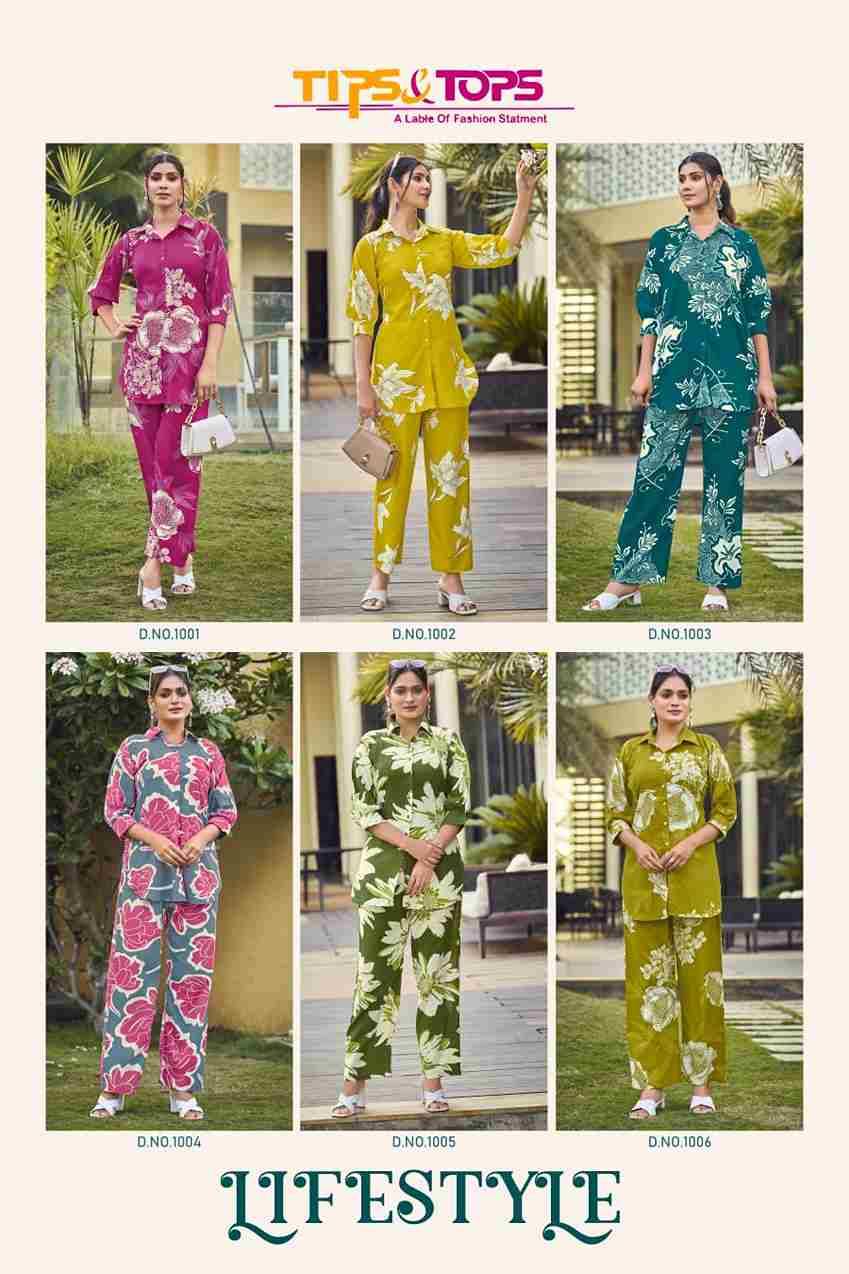 Lifestyle By Tips And Tops 1001 To 1006 Series Designer Stylish Fancy Colorful Beautiful Party Wear & Ethnic Wear Collection Rayon Print Co-Ord At Wholesale Price