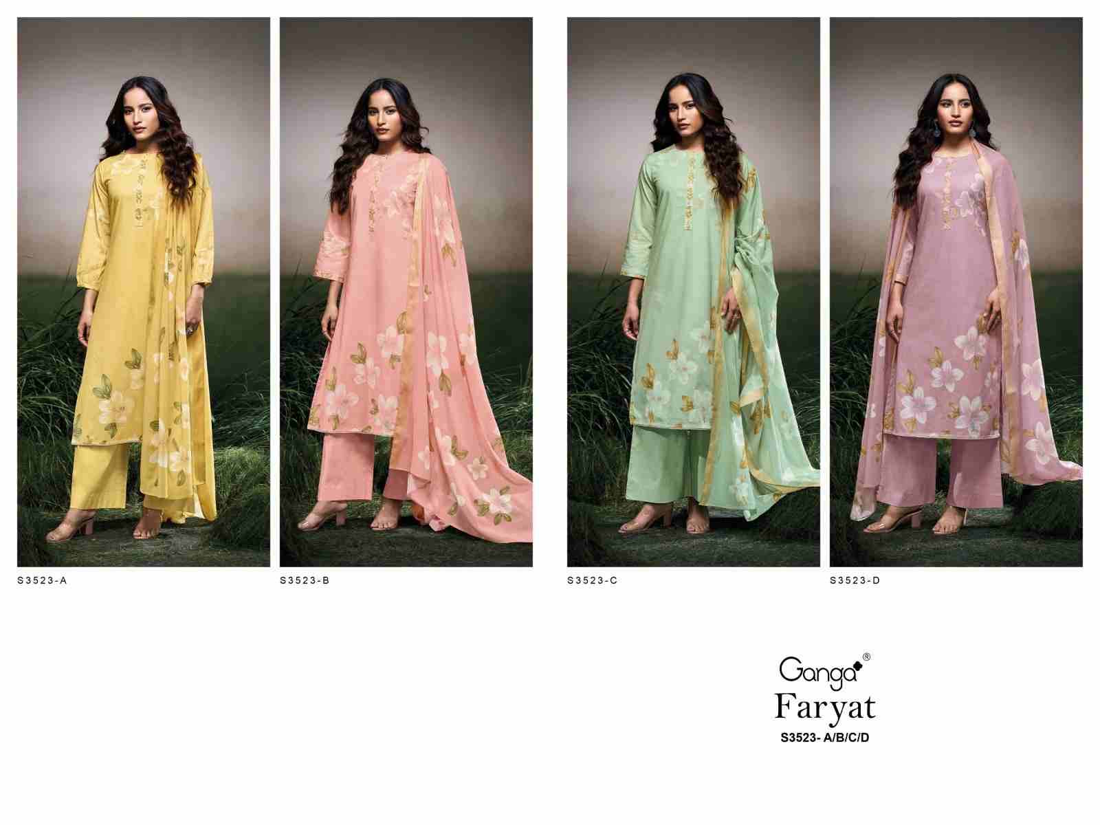 Faryat-3523 By Ganga Fashion 3523-A To 3523-D Series Beautiful Festive Suits Colorful Stylish Fancy Casual Wear & Ethnic Wear Premium Cotton Dresses At Wholesale Price