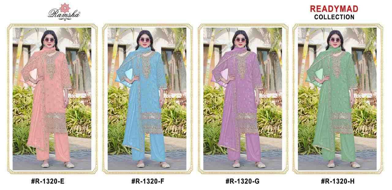 Ramsha 1320 Colours Vol-2 By Ramsha 1320-E To 1320-H Series Designer Pakistani Suits Beautiful Fancy Colorful Stylish Party Wear & Occasional Wear Fandy Embroidered Dresses At Wholesale Price