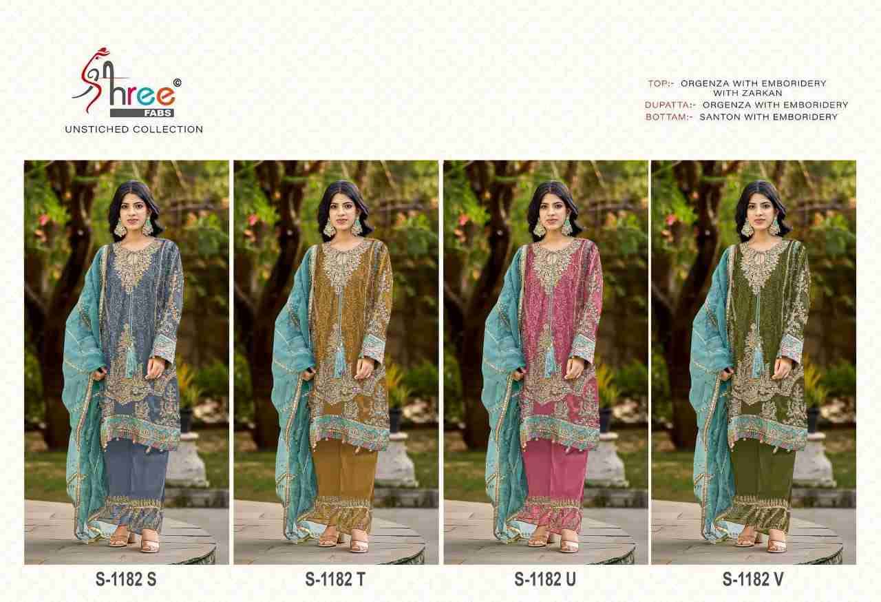 Shree Fabs Hit Design S-1182 Colours Vol-6 By Shree Fabs S-1182-S To S-1182-V Series Designer Pakistani Suits Beautiful Fancy Stylish Colorful Party Wear & Occasional Wear Organza Embroidery Dresses At Wholesale Price