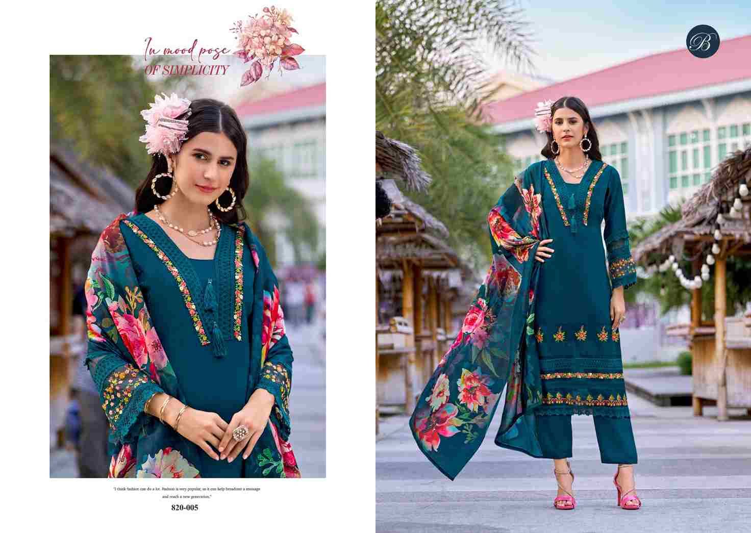 Majestic By Belliza 820-001 To 820-006 Series Beautiful Suits Colorful Stylish Fancy Casual Wear & Ethnic Wear Pure Roman Silk Dresses At Wholesale Price