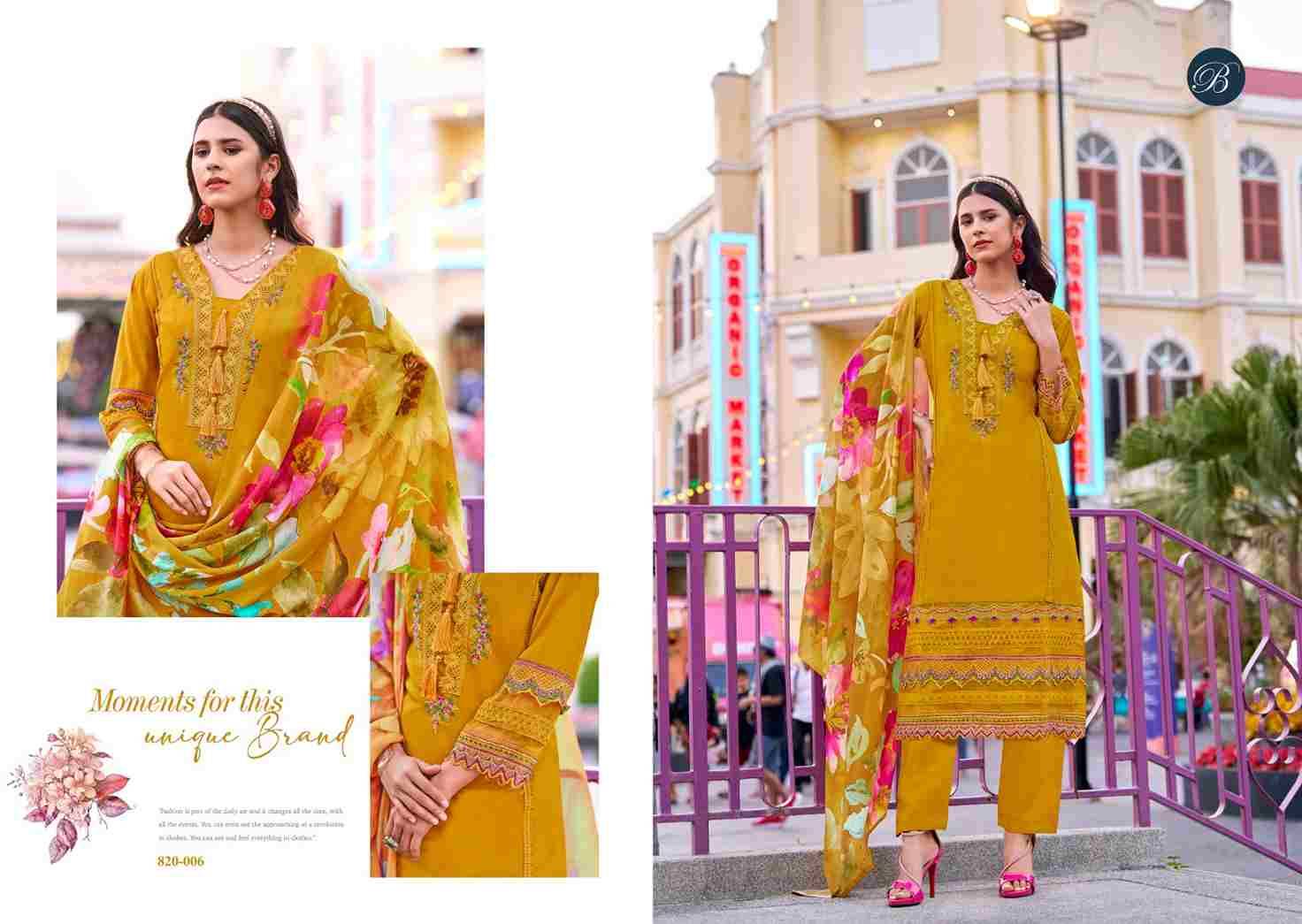 Majestic By Belliza 820-001 To 820-006 Series Beautiful Suits Colorful Stylish Fancy Casual Wear & Ethnic Wear Pure Roman Silk Dresses At Wholesale Price