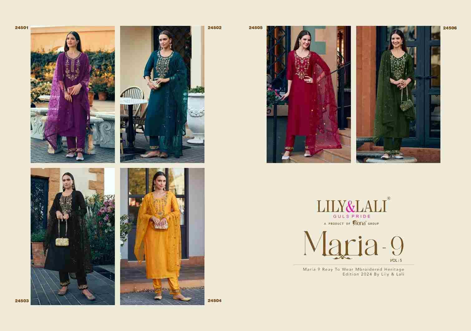 Maria-9 Vol-5 By Lily And Lali 24501 To 24506 Series Beautiful Winter Collection Suits Stylish Fancy Colorful Casual Wear & Ethnic Wear Vichitra Silk With Embroidery Dresses At Wholesale Price