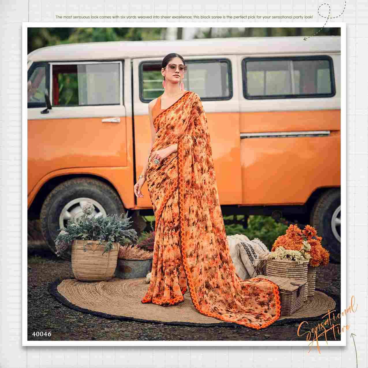 SD-6 By Fashid Wholesale 40035 To 40046 Series Indian Traditional Wear Collection Beautiful Stylish Fancy Colorful Party Wear & Occasional Wear Georgette Sarees At Wholesale Price