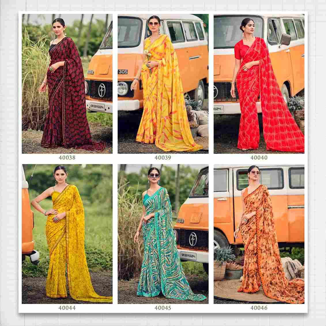SD-6 By Fashid Wholesale 40035 To 40046 Series Indian Traditional Wear Collection Beautiful Stylish Fancy Colorful Party Wear & Occasional Wear Georgette Sarees At Wholesale Price