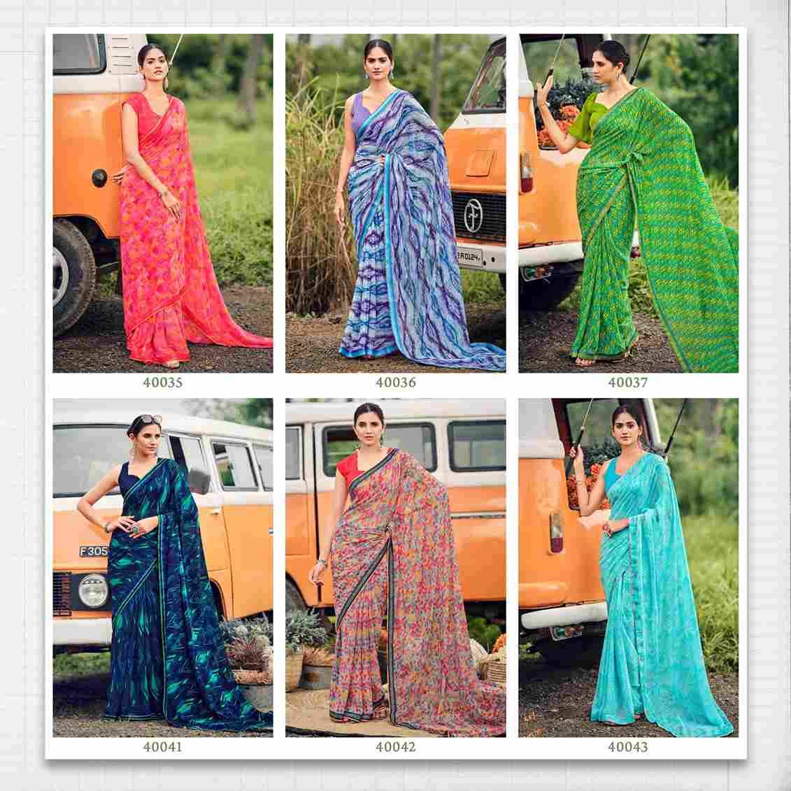 SD-6 By Fashid Wholesale 40035 To 40046 Series Indian Traditional Wear Collection Beautiful Stylish Fancy Colorful Party Wear & Occasional Wear Georgette Sarees At Wholesale Price