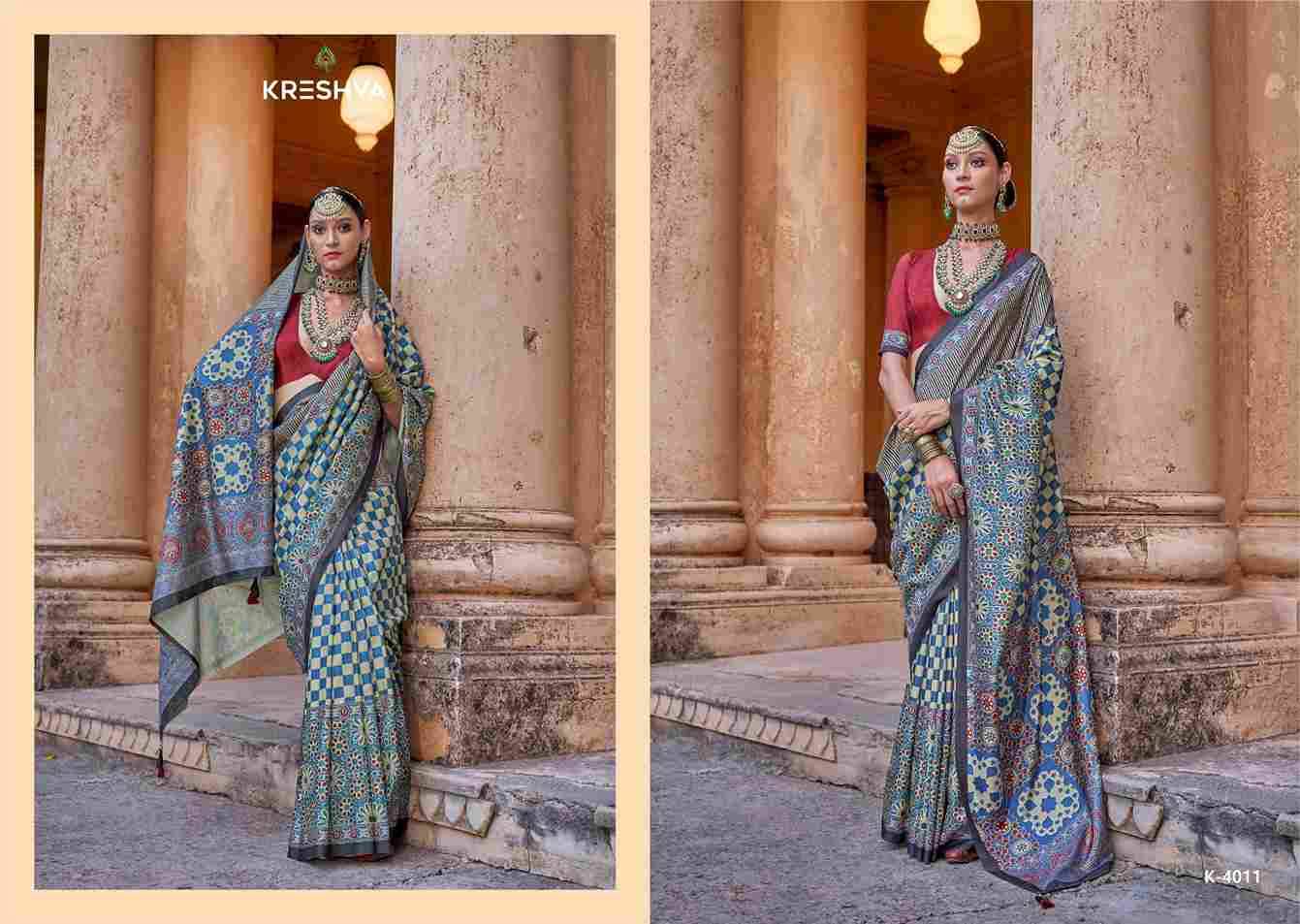 Mantraa By Kreshva 4005 To 4014 Series Indian Traditional Wear Collection Beautiful Stylish Fancy Colorful Party Wear & Occasional Wear Silk Sarees At Wholesale Price