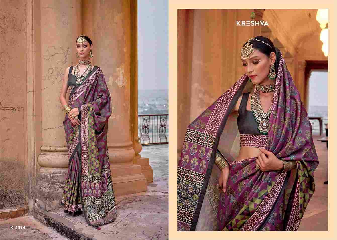 Mantraa By Kreshva 4005 To 4014 Series Indian Traditional Wear Collection Beautiful Stylish Fancy Colorful Party Wear & Occasional Wear Silk Sarees At Wholesale Price