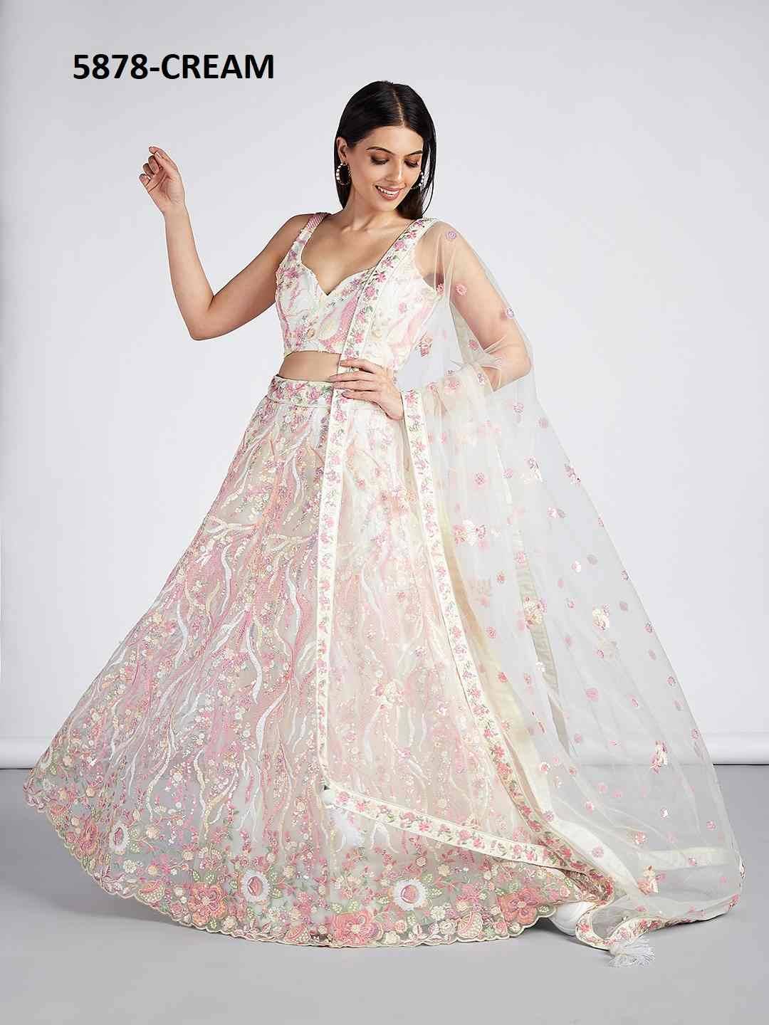 5878 By Fashid Wholesale 5878-A To 5878-E Series Beautiful Colorful Fancy Wedding Collection Occasional Wear & Party Wear Net Lehengas At Wholesale Price