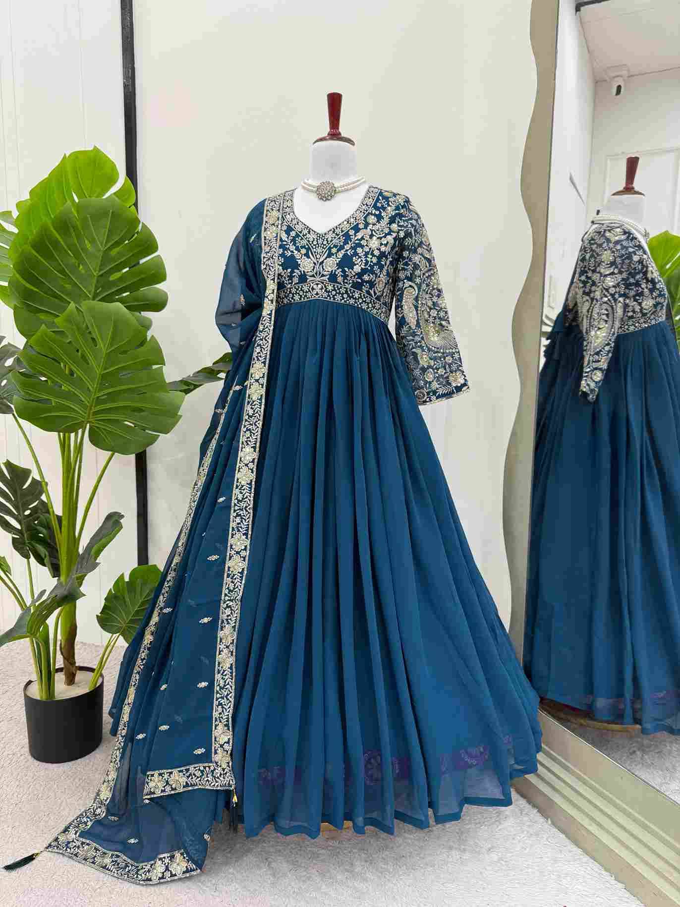 R-5862 By Fashid Wholesale Designer Beautiful Collection Occasional Wear & Party Wear Faux Georgette Gowns At Wholesale Price