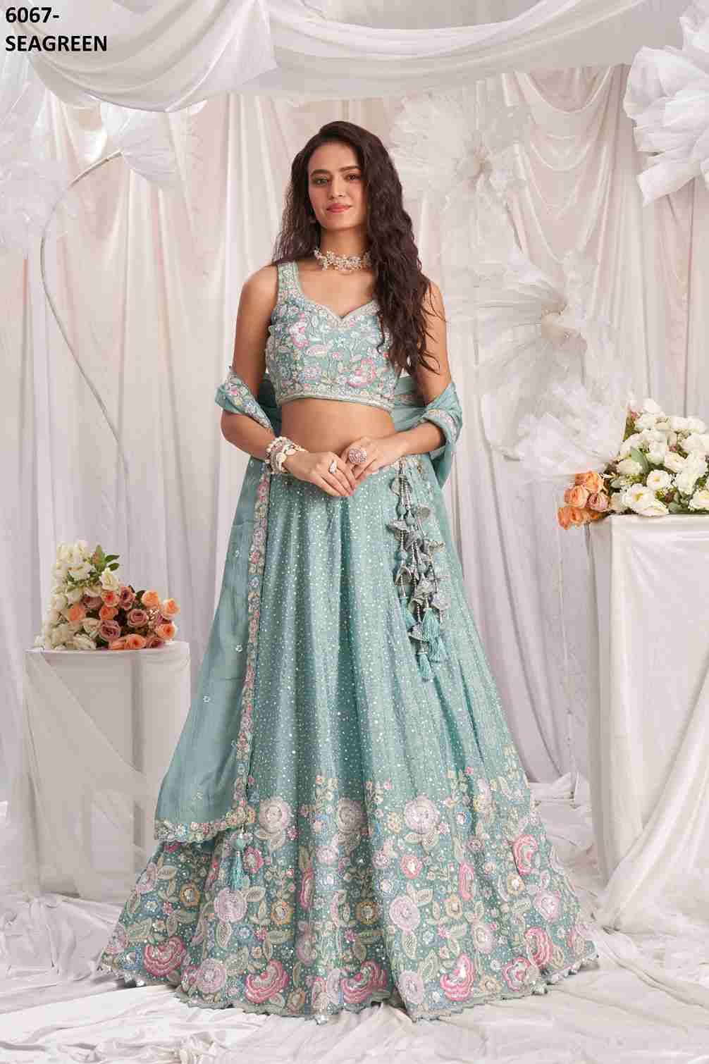 6067 By Fashid Wholesale 6067-A To 6067-C Series Beautiful Colorful Fancy Wedding Collection Occasional Wear & Party Wear Chiffon Lehengas At Wholesale Price