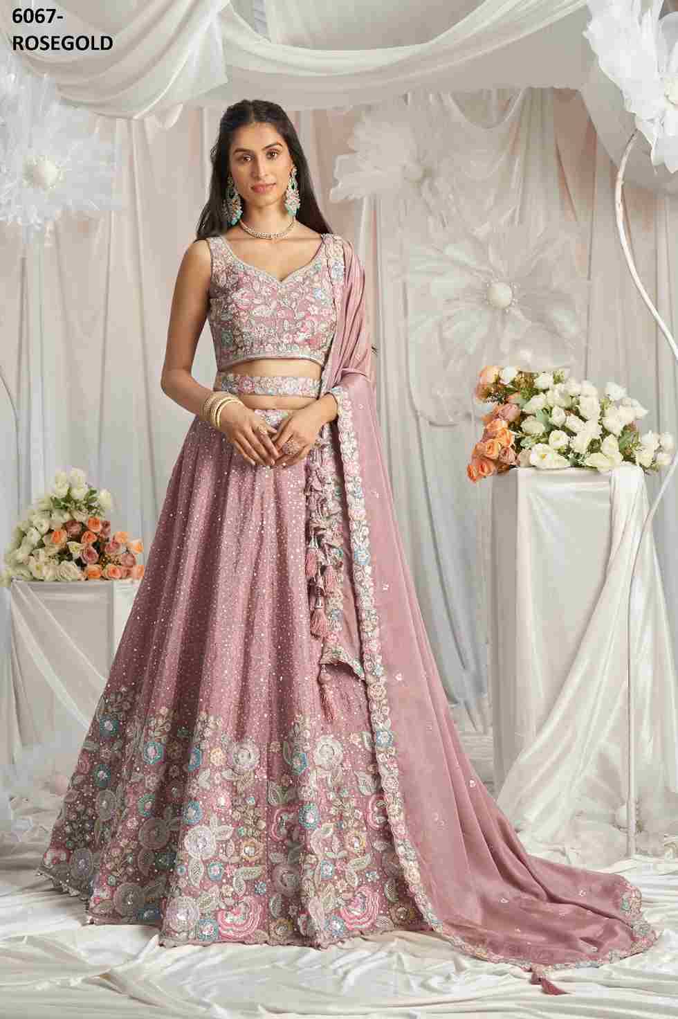 6067 By Fashid Wholesale 6067-A To 6067-C Series Beautiful Colorful Fancy Wedding Collection Occasional Wear & Party Wear Chiffon Lehengas At Wholesale Price