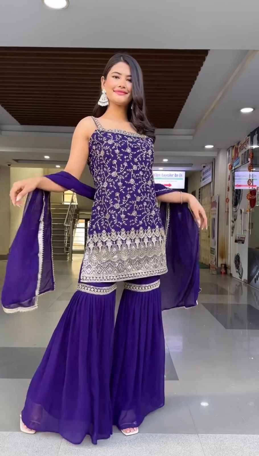 R-5855 By Fashid Wholesale Sharara Suits Beautiful Fancy Colorful Stylish Party Wear & Occasional Wear Faux Georgette Dresses At Wholesale Price