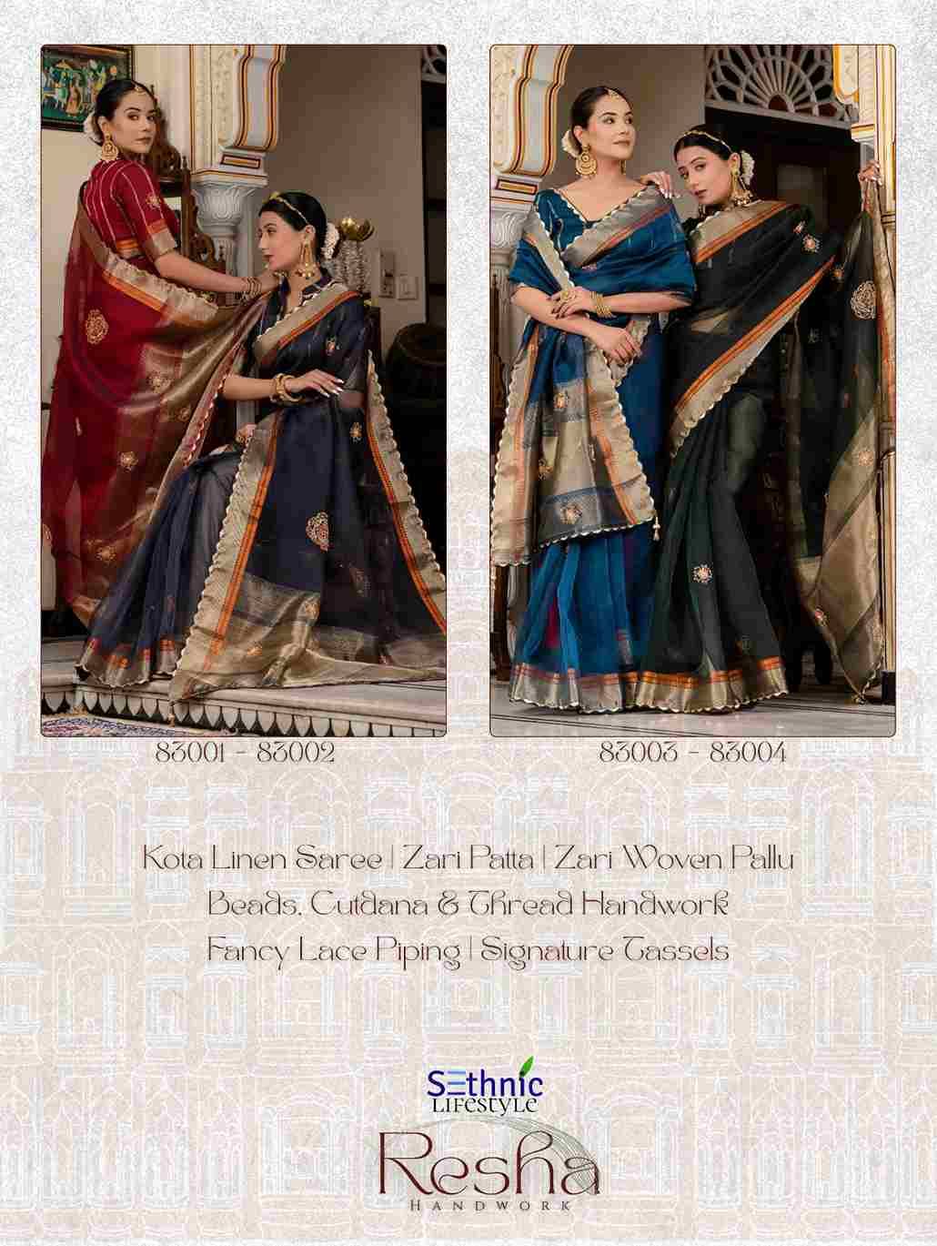 Resha By Sethnic 83001 To 83004 Series Indian Traditional Wear Collection Beautiful Stylish Fancy Colorful Party Wear & Occasional Wear Kota Linen Sarees At Wholesale Price