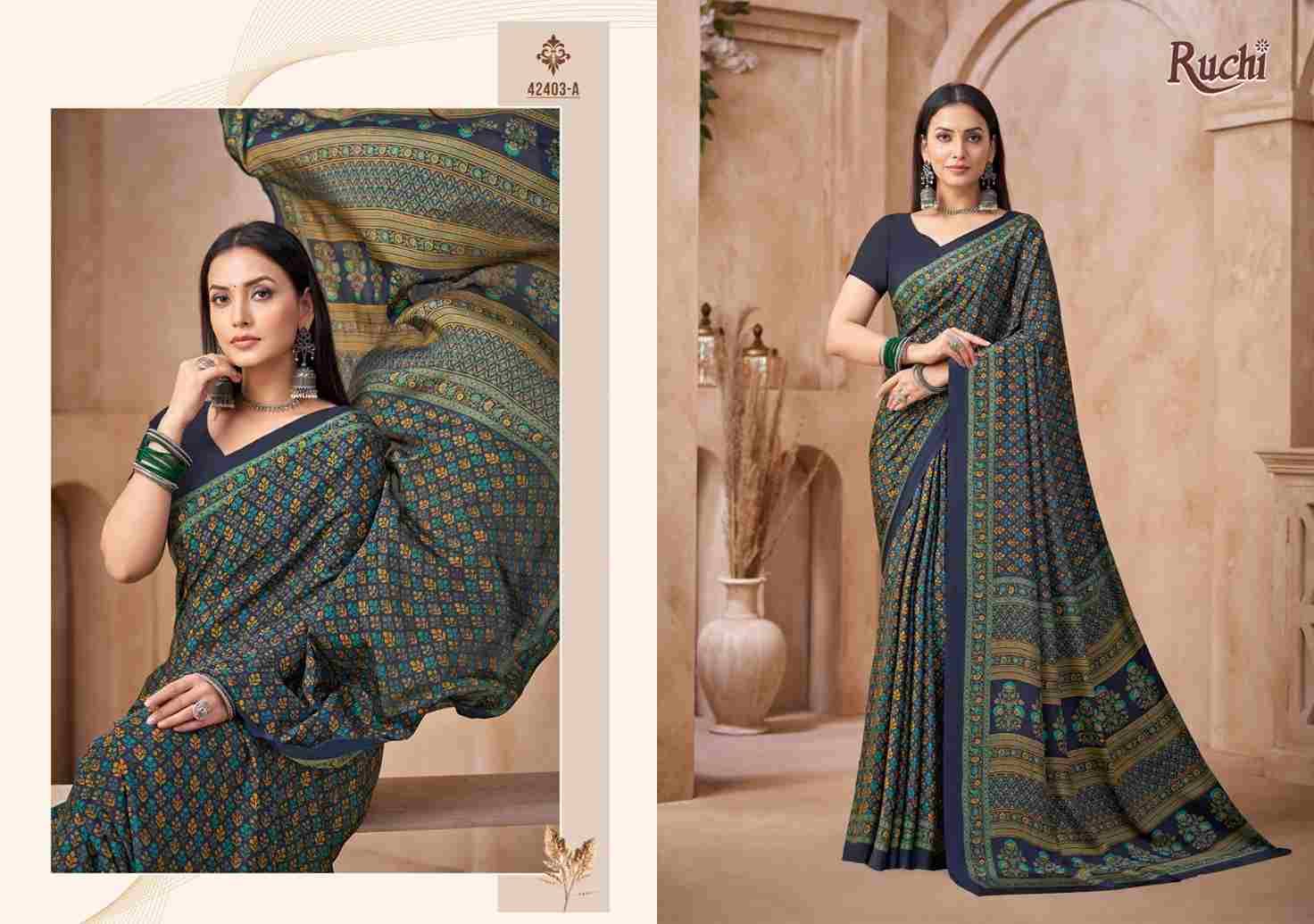 Vivanta Silk Vol-44 By Ruchi Sarees Indian Traditional Wear Collection Beautiful Stylish Fancy Colorful Party Wear & Occasional Wear Crepe Silk Sarees At Wholesale Price