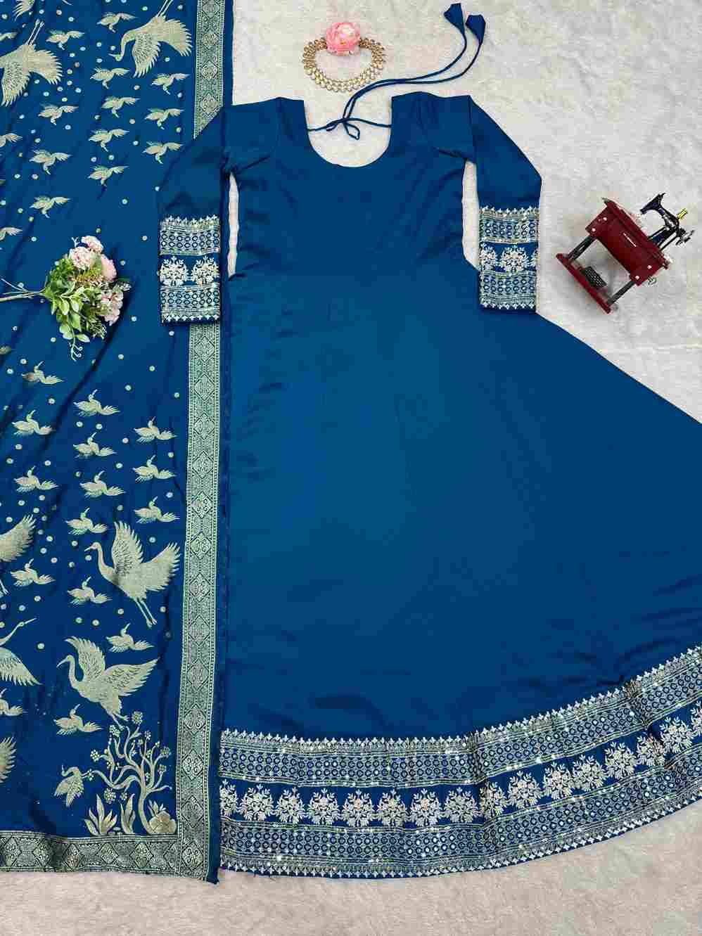 R-5830 By Fashid Wholesale Designer Beautiful Collection Occasional Wear & Party Wear Satin Silk Gowns At Wholesale Price