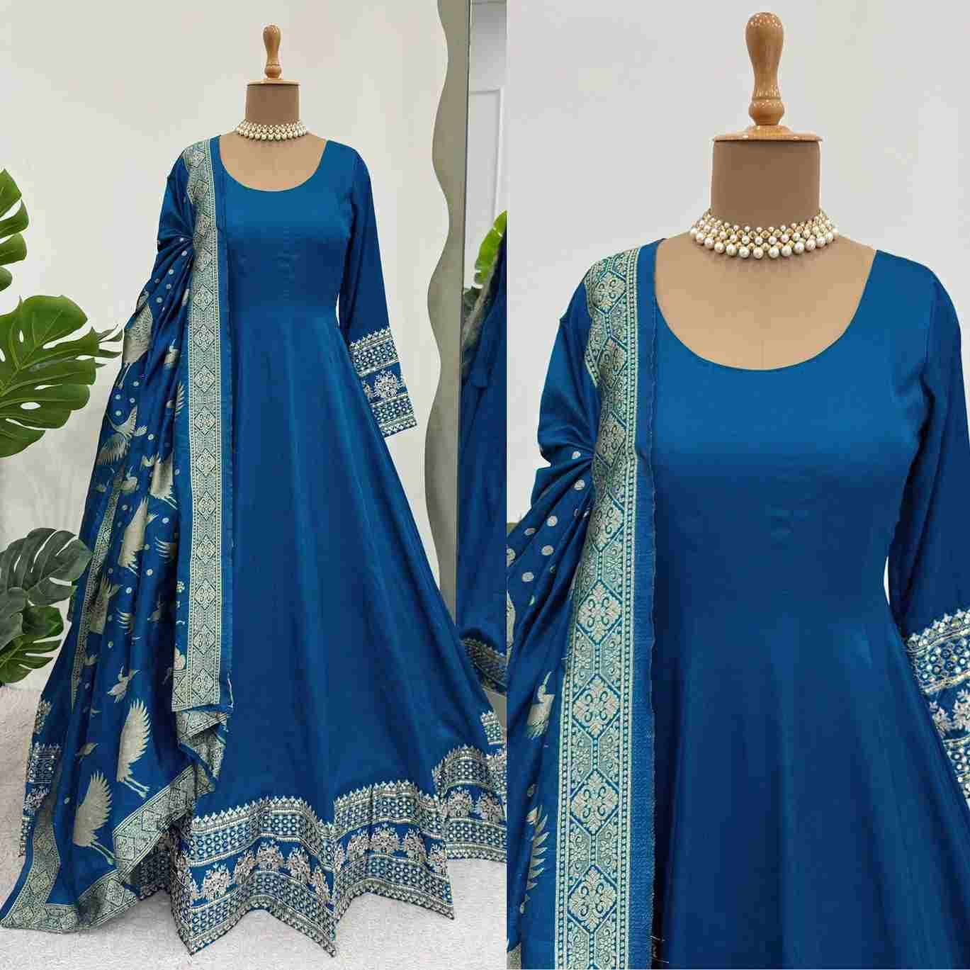 R-5830 By Fashid Wholesale Designer Beautiful Collection Occasional Wear & Party Wear Satin Silk Gowns At Wholesale Price