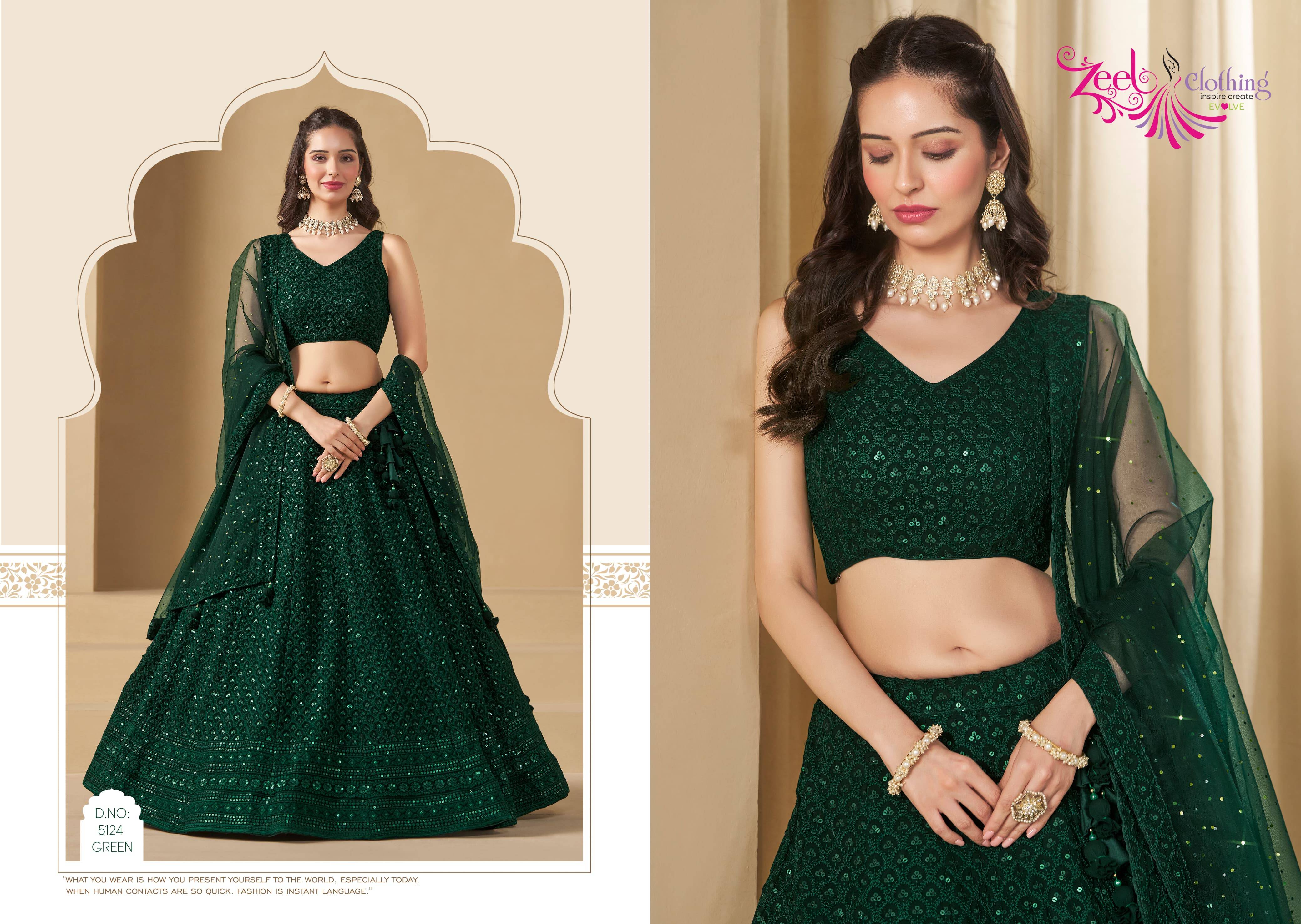 Florance Vol-1 By Zeel Clothing 5124-A To 5124-E Series Designer Beautiful Collection Occasional Wear & Party Wear Georgette Lehengas At Wholesale Price