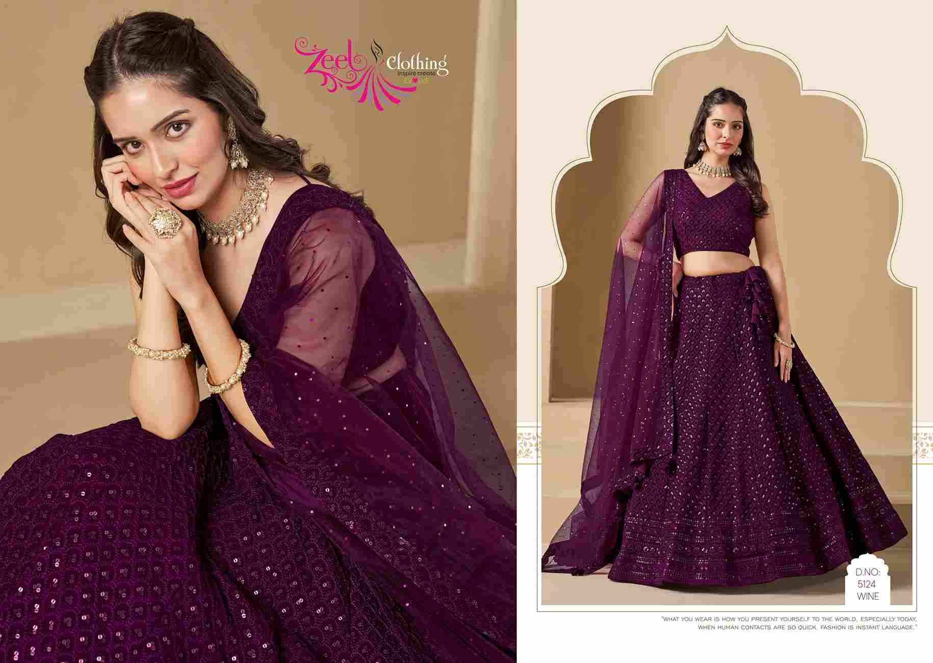 Florance Vol-1 By Zeel Clothing 5124-A To 5124-E Series Designer Beautiful Collection Occasional Wear & Party Wear Georgette Lehengas At Wholesale Price