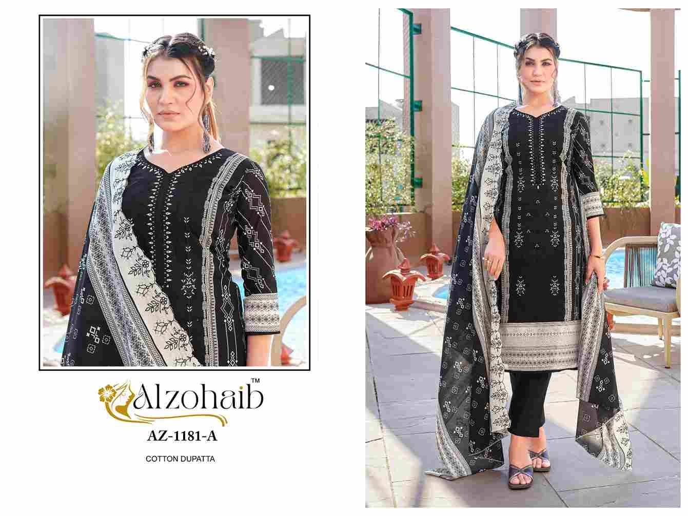Alzohaib-1181 Colours By Alzohaib 1181-A To 1181-B Series Beautiful Pakistani Suits Stylish Fancy Colorful Party Wear & Occasional Wear Pure Cotton Print Dresses At Wholesale Price