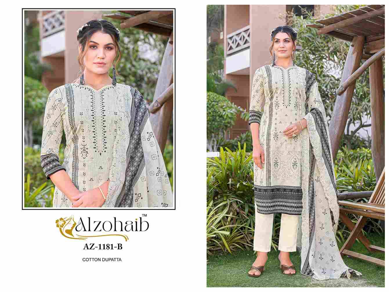Alzohaib-1181 Colours By Alzohaib 1181-A To 1181-B Series Beautiful Pakistani Suits Stylish Fancy Colorful Party Wear & Occasional Wear Pure Cotton Print Dresses At Wholesale Price