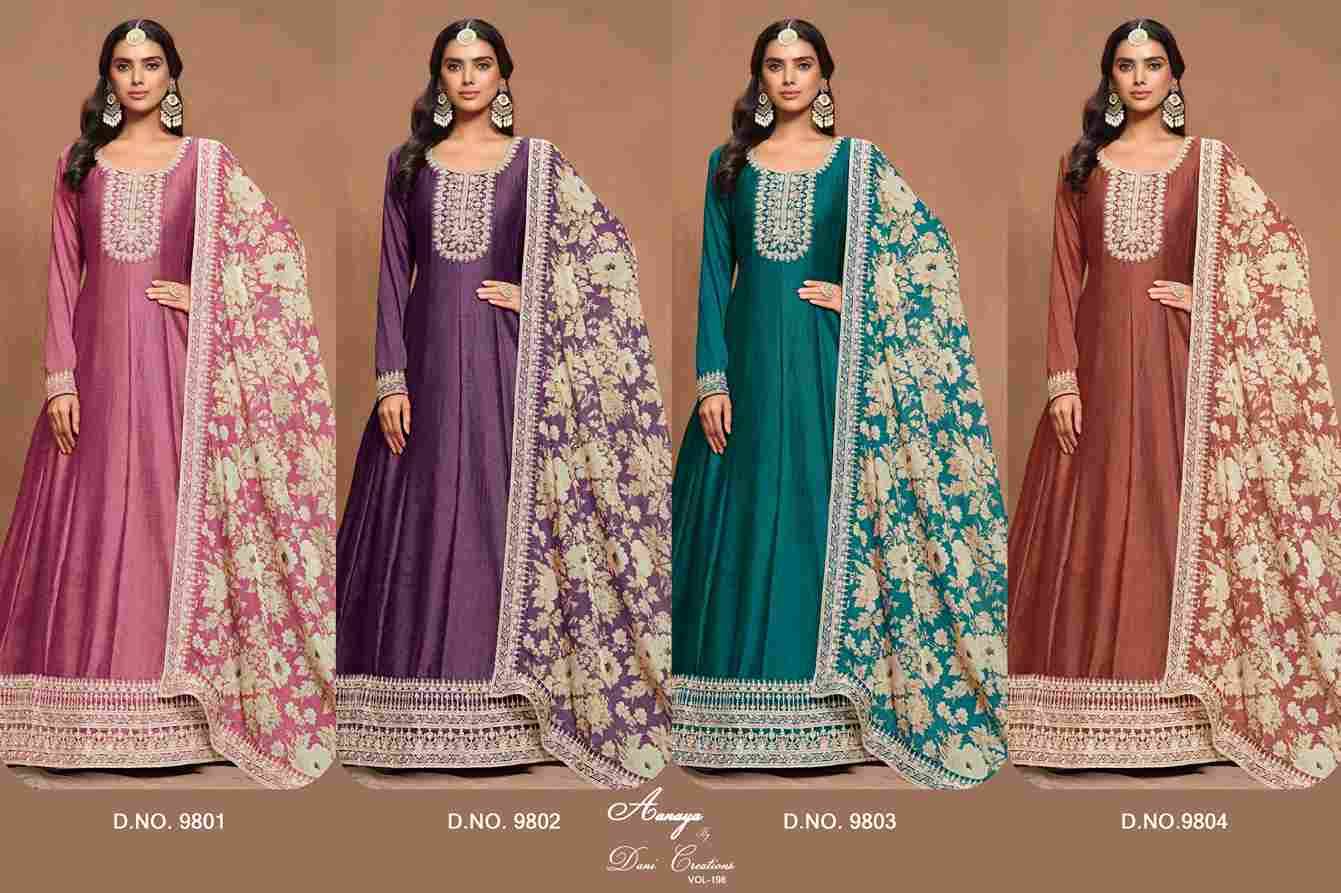 Aanaya Vol-198 By Twisha 9801 To 9804 Series Designer Stylish Fancy Colorful Beautiful Party Wear & Ethnic Wear Collection Art Silk Gowns With Dupatta At Wholesale Price