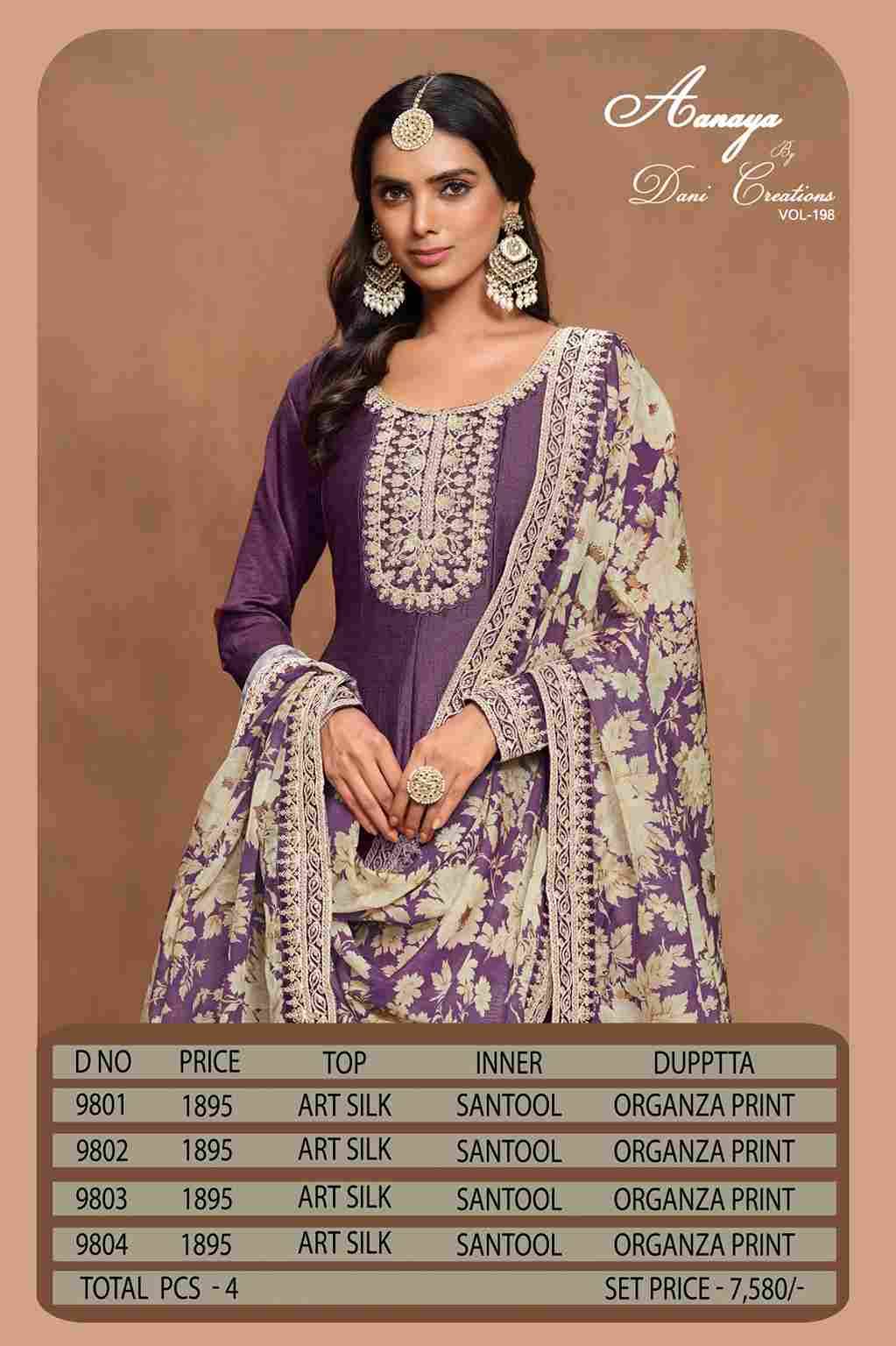 Aanaya Vol-198 By Twisha 9801 To 9804 Series Designer Stylish Fancy Colorful Beautiful Party Wear & Ethnic Wear Collection Art Silk Gowns With Dupatta At Wholesale Price