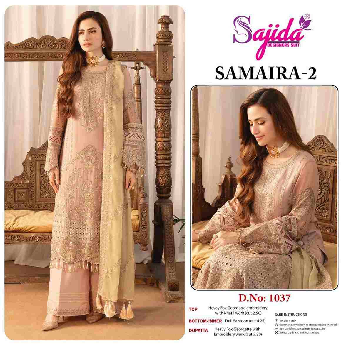 Sajida Hit Design 1037 By Sajida Designer Suits Beautiful Pakistani Suits Colorful Stylish Fancy Casual Wear & Ethnic Wear Heavy Faux Georgette Embroidered Dresses At Wholesale Price