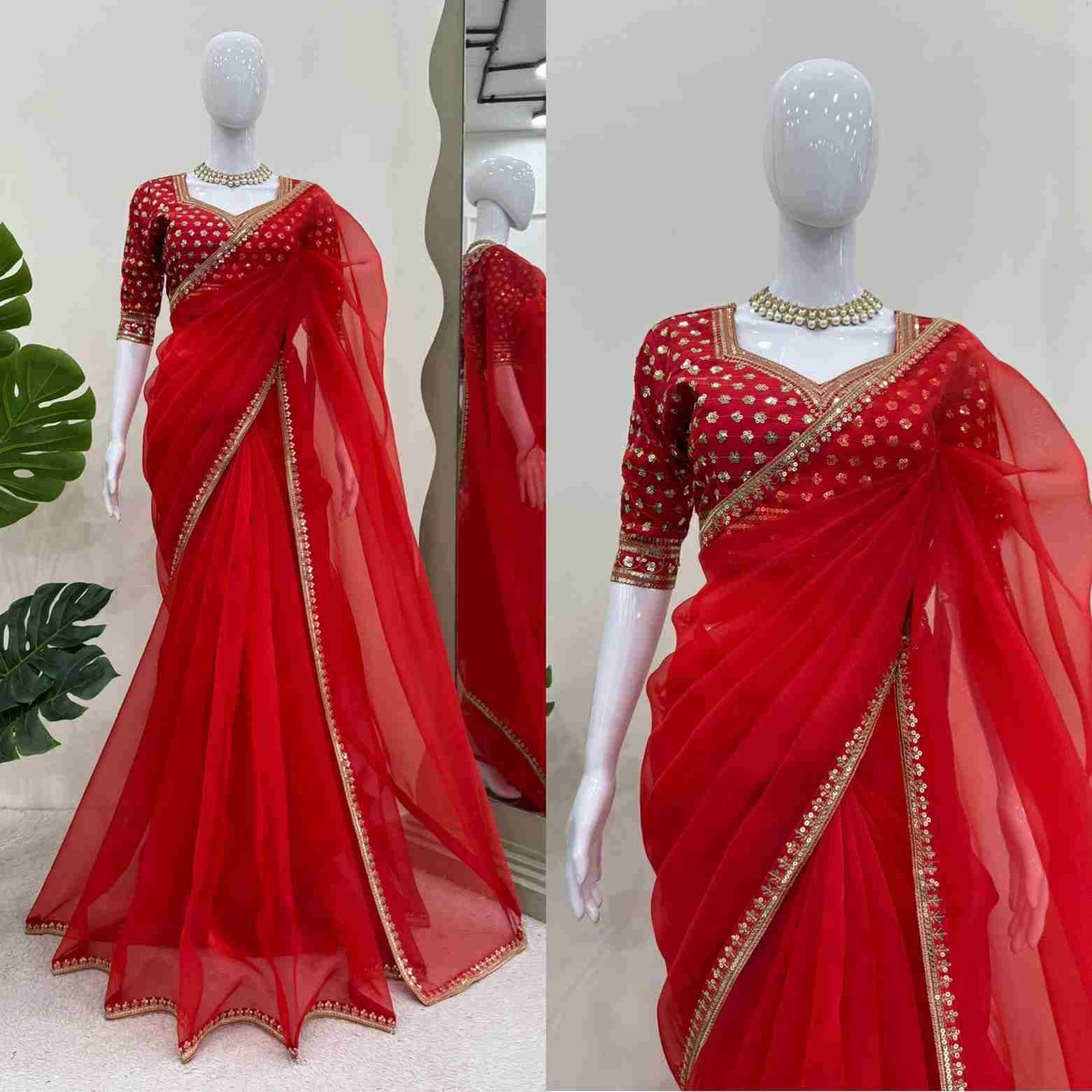 K-558 By Fashid Wholesale Indian Traditional Wear Collection Beautiful Stylish Fancy Colorful Party Wear & Occasional Wear Organza Silk Sarees At Wholesale Price