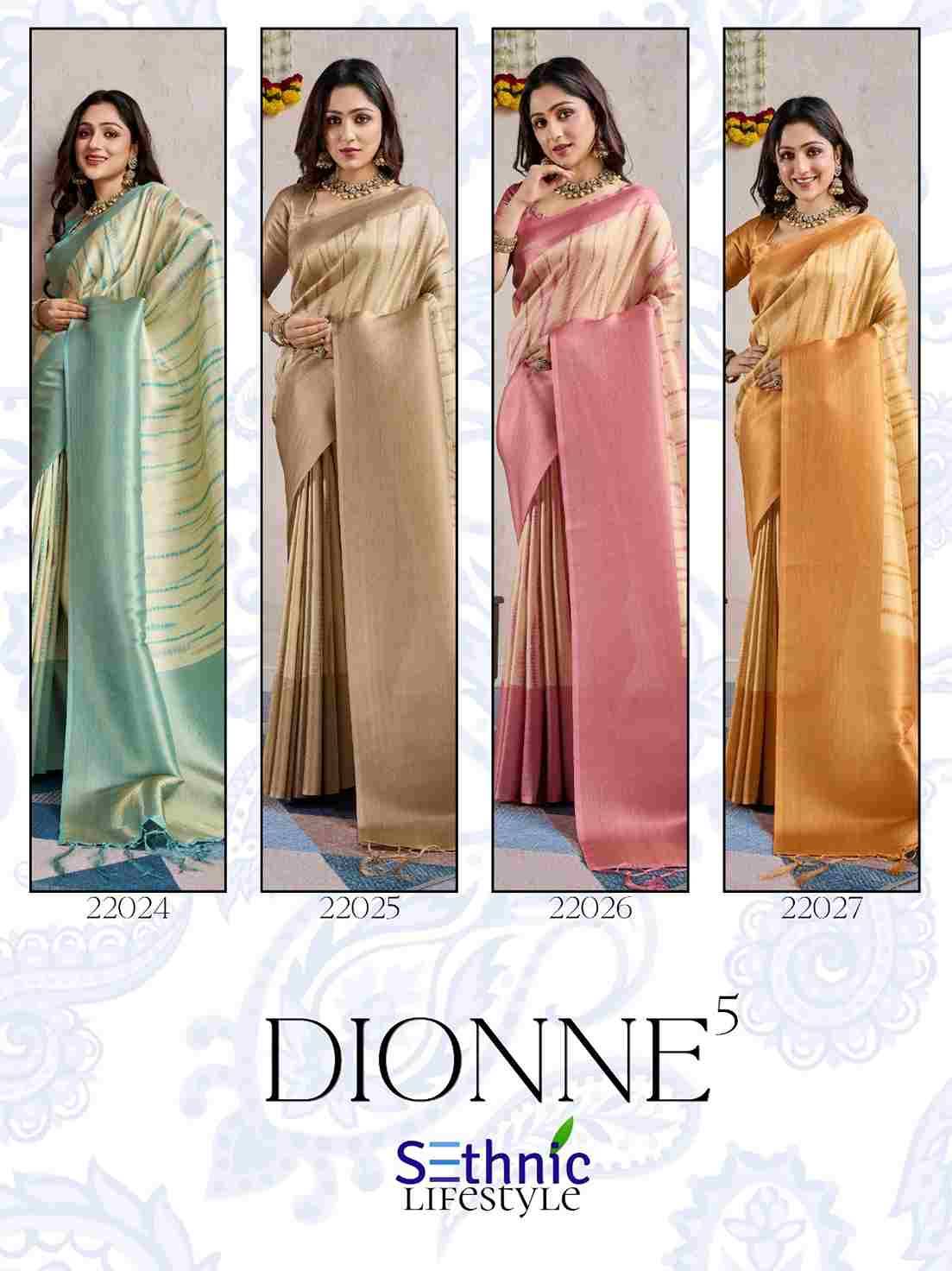 Dionne Vol-5 By Sethnic 22024 To 22027 Series Indian Traditional Wear Collection Beautiful Stylish Fancy Colorful Party Wear & Occasional Wear Banarasi Silk Sarees At Wholesale Price