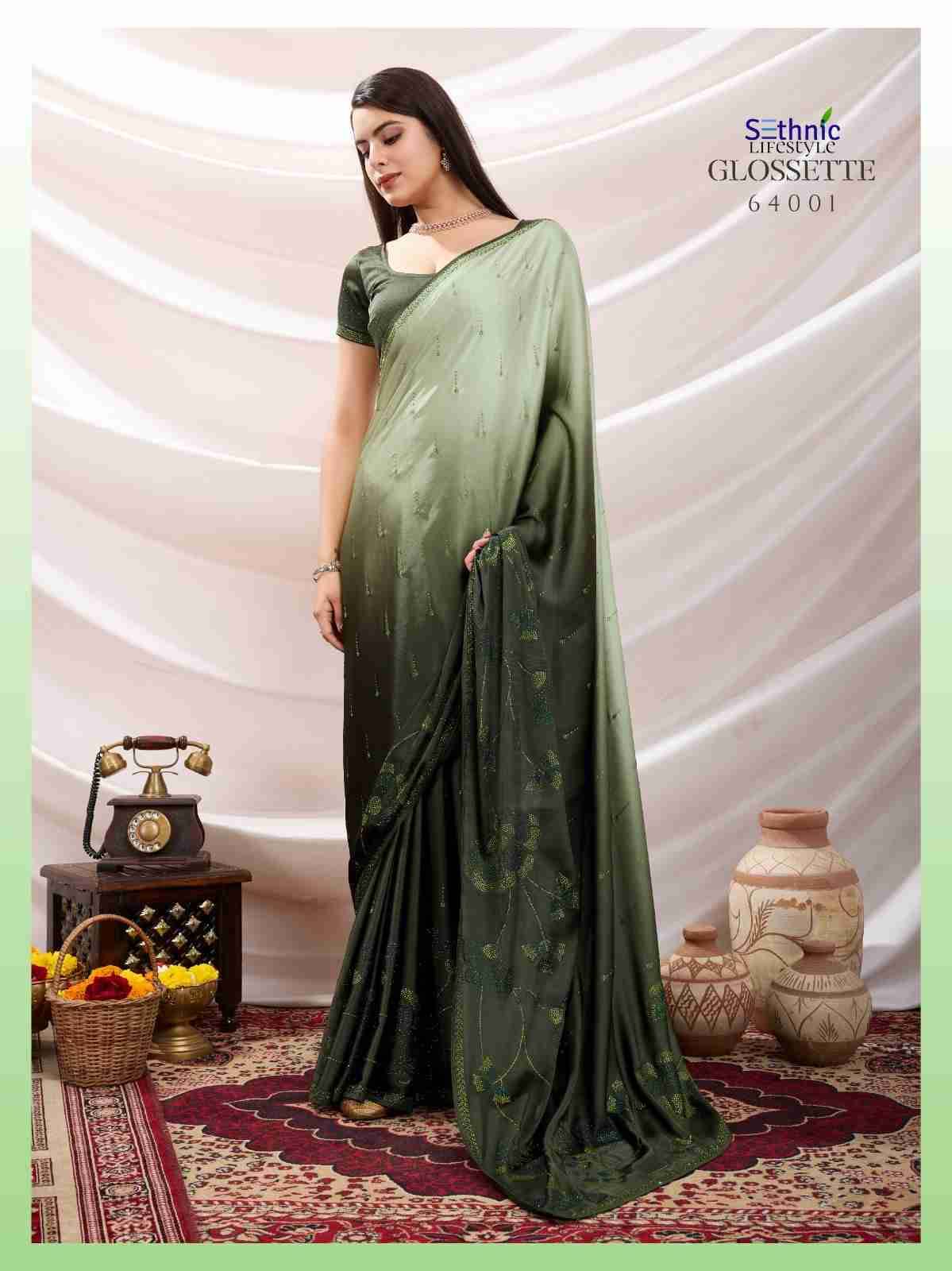 Glossette By Sethnic 64001 To 64003 Series Indian Traditional Wear Collection Beautiful Stylish Fancy Colorful Party Wear & Occasional Wear Japan Satin Sarees At Wholesale Price