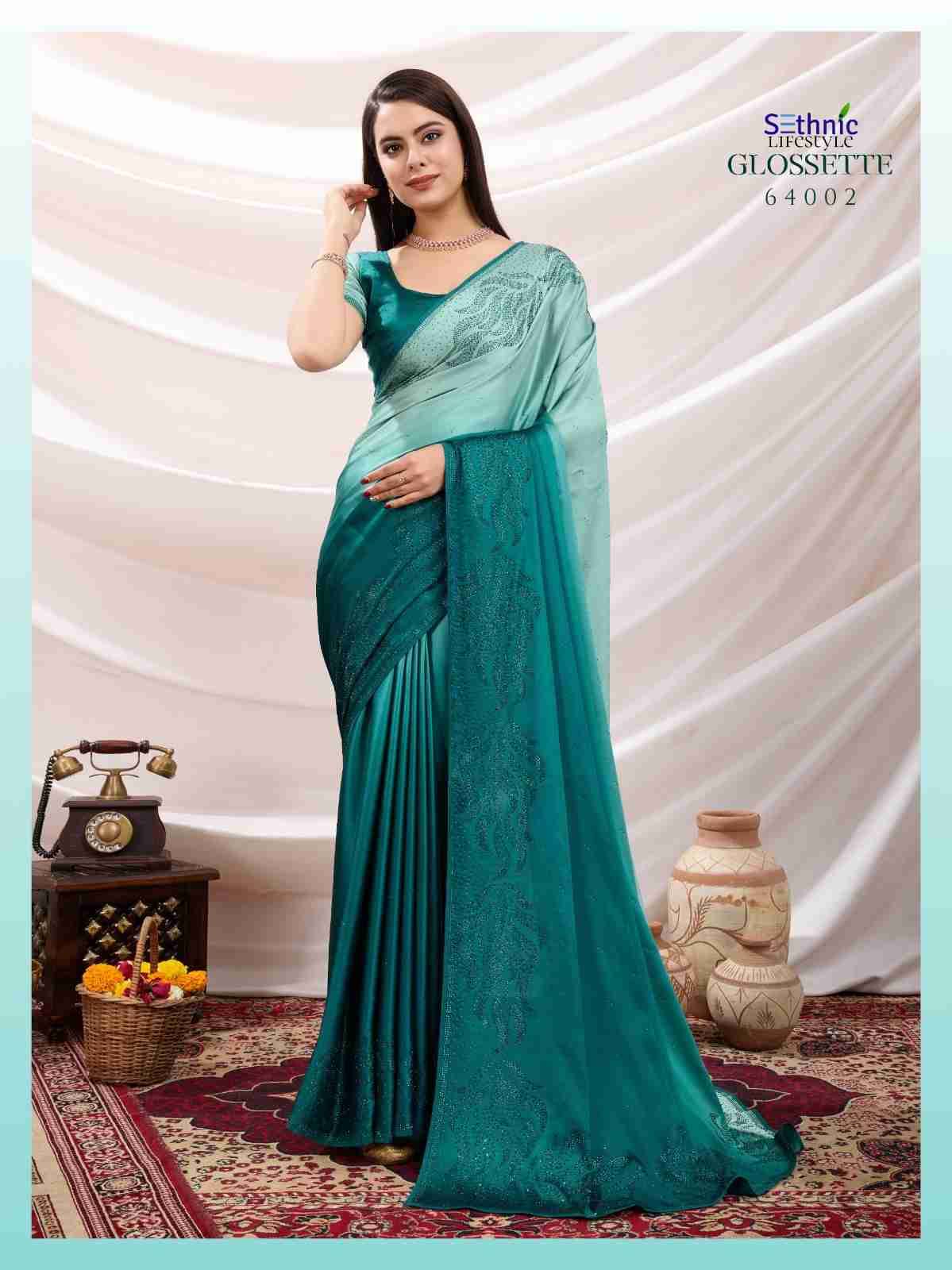 Glossette By Sethnic 64001 To 64003 Series Indian Traditional Wear Collection Beautiful Stylish Fancy Colorful Party Wear & Occasional Wear Japan Satin Sarees At Wholesale Price
