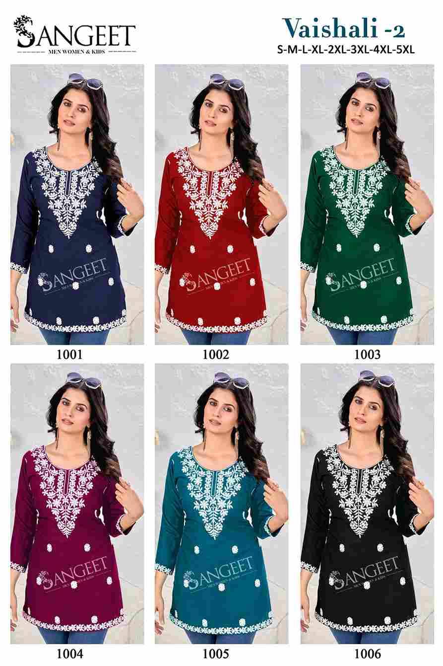 Vaishali Vol-2 By Sangeet 1001 To 1006 Series Designer Stylish Fancy Colorful Beautiful Party Wear & Ethnic Wear Collection Rayon Print Tops At Wholesale Price