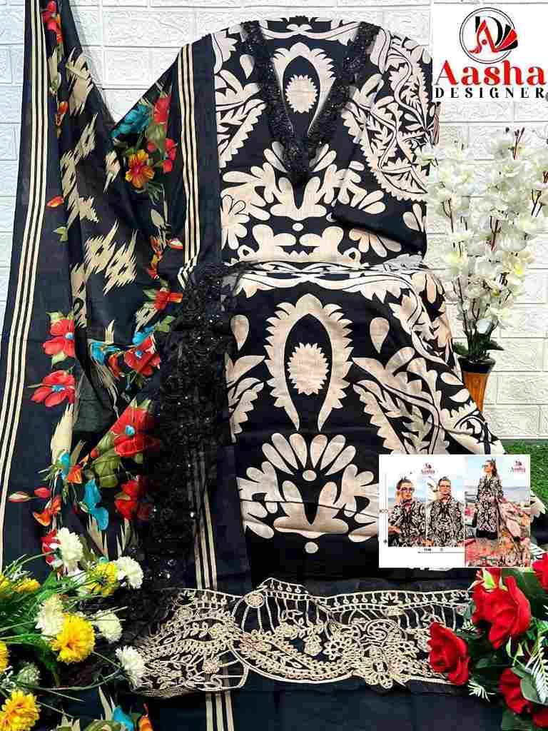 Aasha Hit Design 1130 By Aasha Designer Beautiful Pakistani Suits Colorful Stylish Fancy Casual Wear & Ethnic Wear Pure Cotton Embroidered Dresses At Wholesale Price