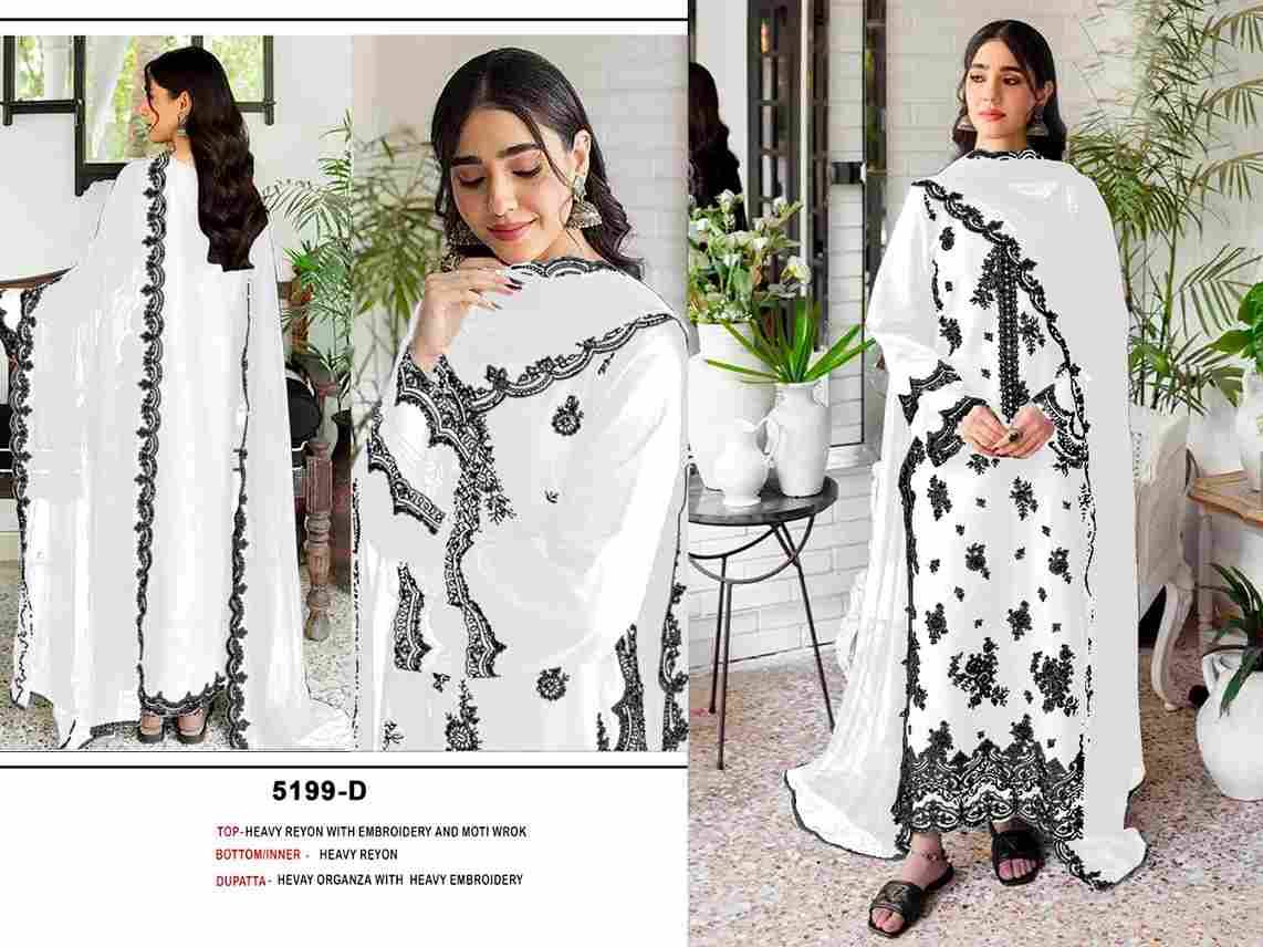 Pakistani 5199 Colours By Fashid Wholesale 5199-A To 5199-D Series Designer Pakistani Suits Beautiful Fancy Stylish Colorful Party Wear & Occasional Wear Heavy Rayon Embroidery Dresses At Wholesale Price
