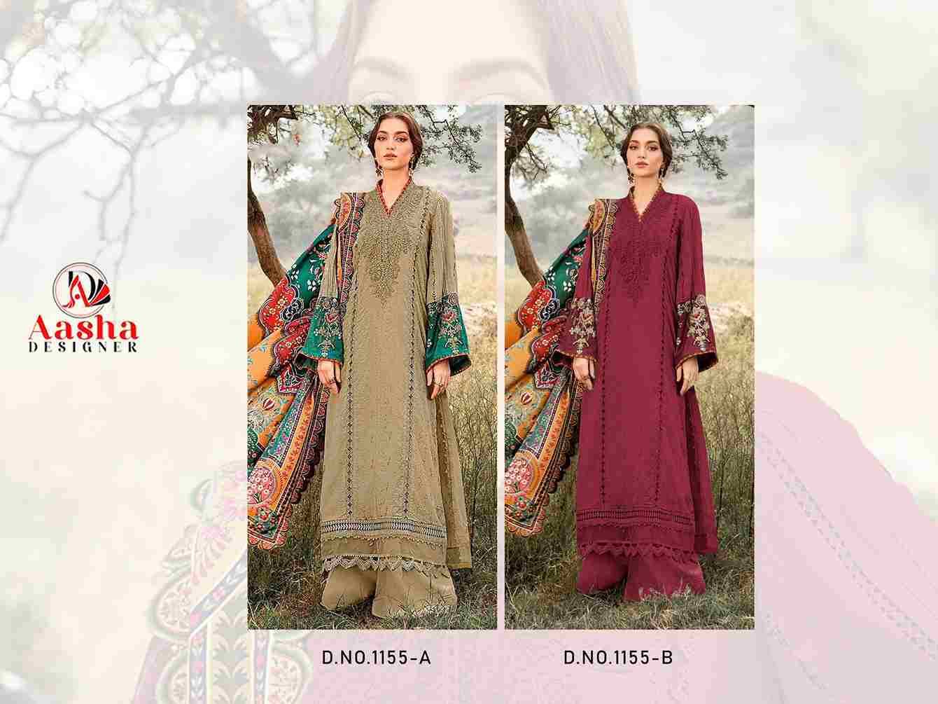 Aasha 1155 Colours By Aasha Designer 1155-A To 1155-B Series Pakistani Suits Beautiful Fancy Colorful Stylish Party Wear & Occasional Wear Heavy Rayon Embroidery Dresses At Wholesale Price